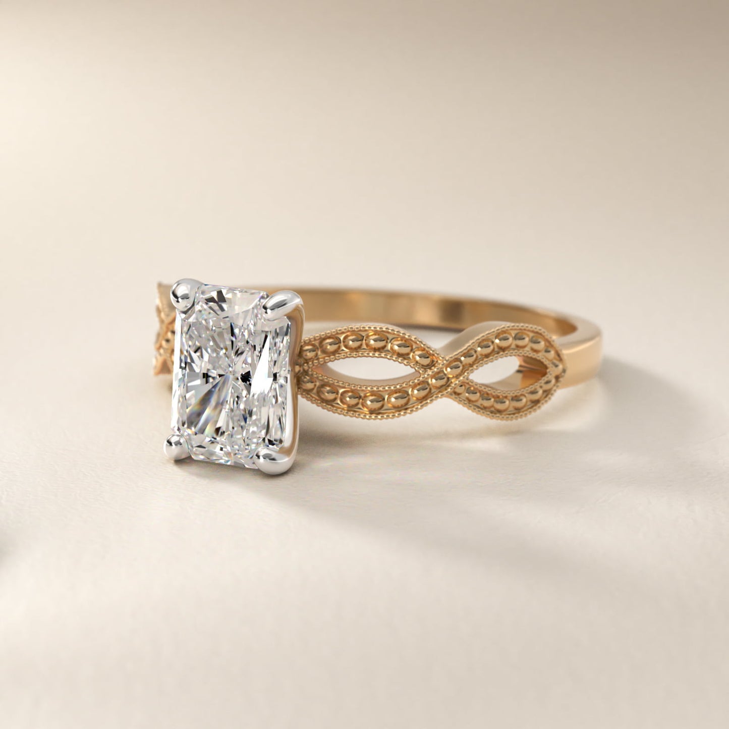 Infinity Vintage-Style Engagement Ring In 14K Yellow Gold By James Allen - Radiant Center