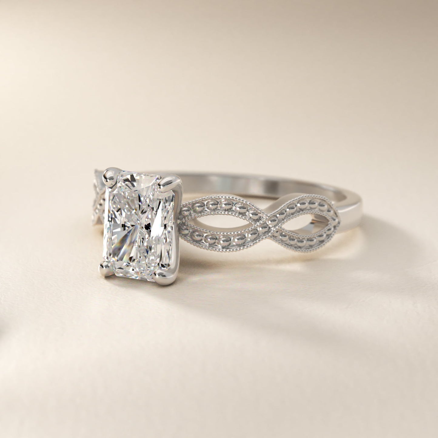 Infinity Vintage-Style Engagement Ring In Platinum By James Allen - Radiant Center