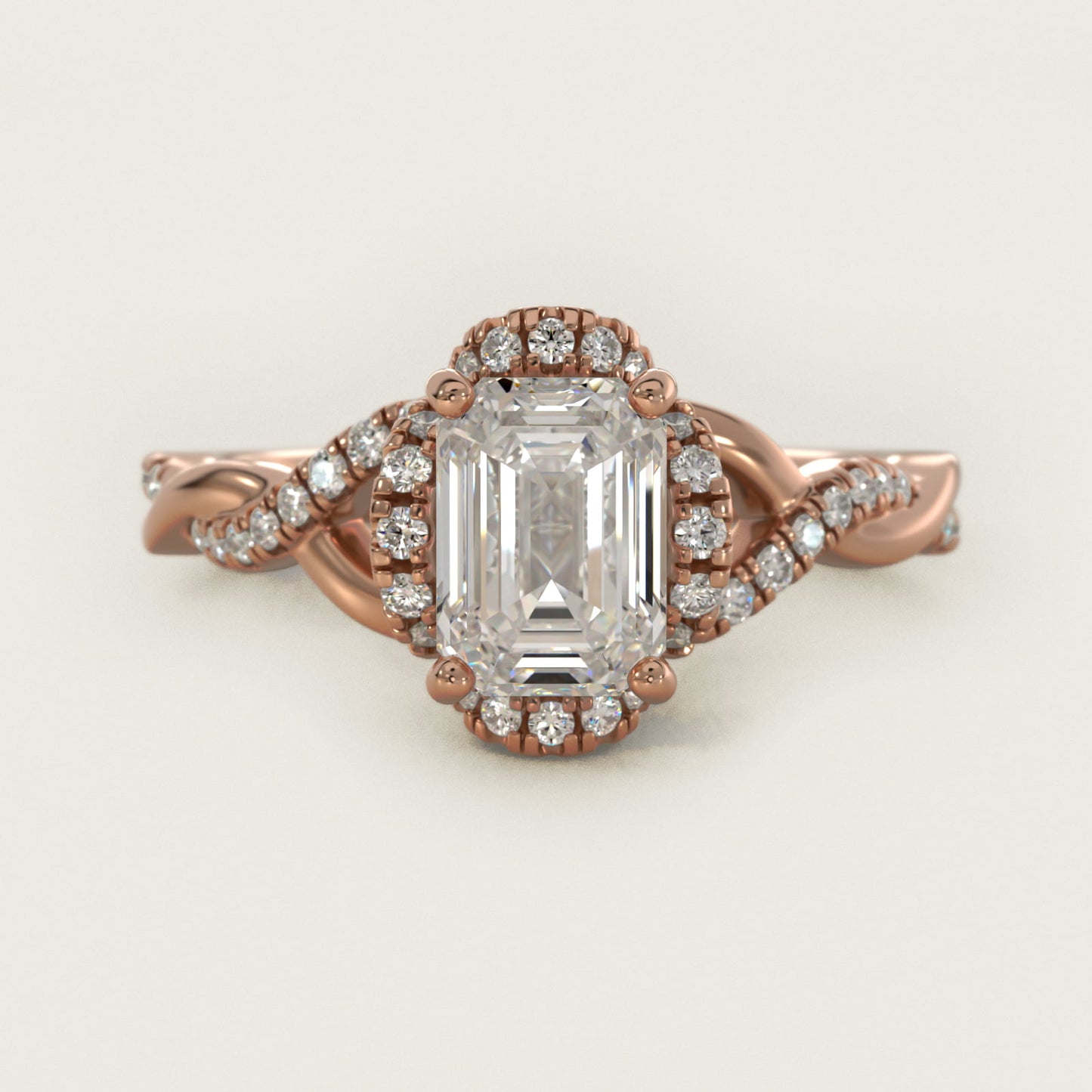 Interlaced PavŽ Halo Vintage-Style Engagement Ring In 14K Rose Gold By James Allen - Emerald Center