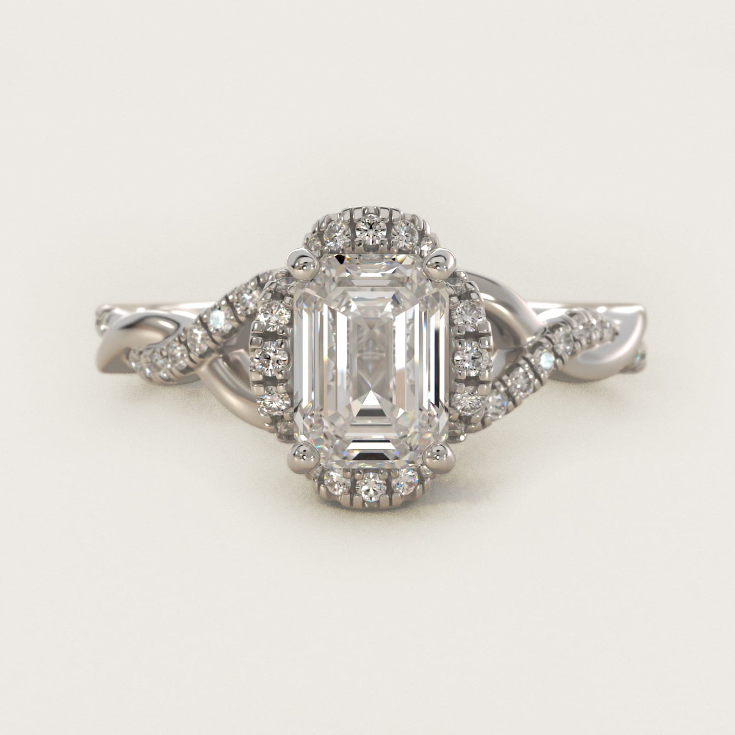 Interlaced PavŽ Halo Vintage-Style Engagement Ring In Platinum By James Allen - Emerald Center