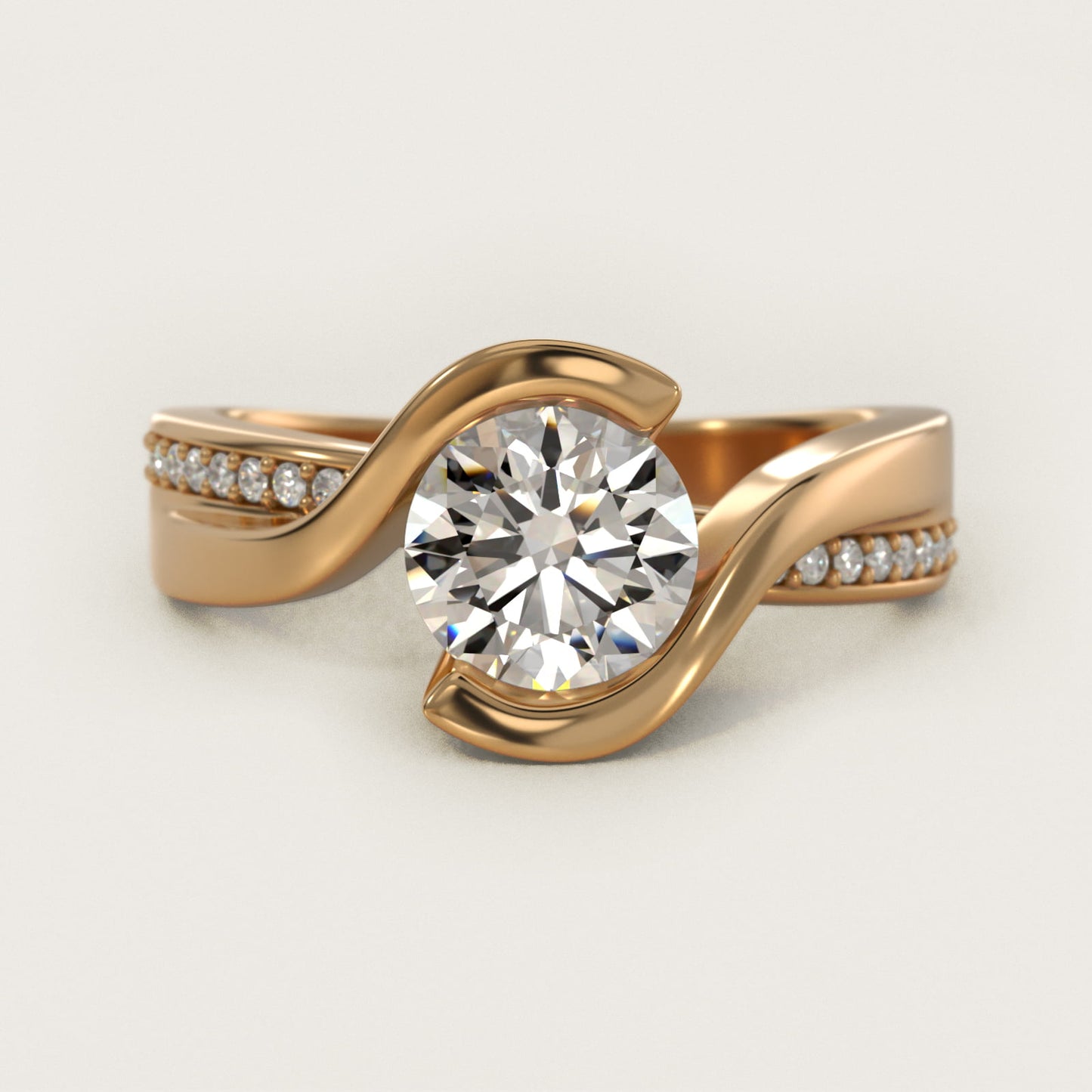 Intertwined Bypass Tension Engagement Ring In 18k Yellow Gold By James Allen - Round Center