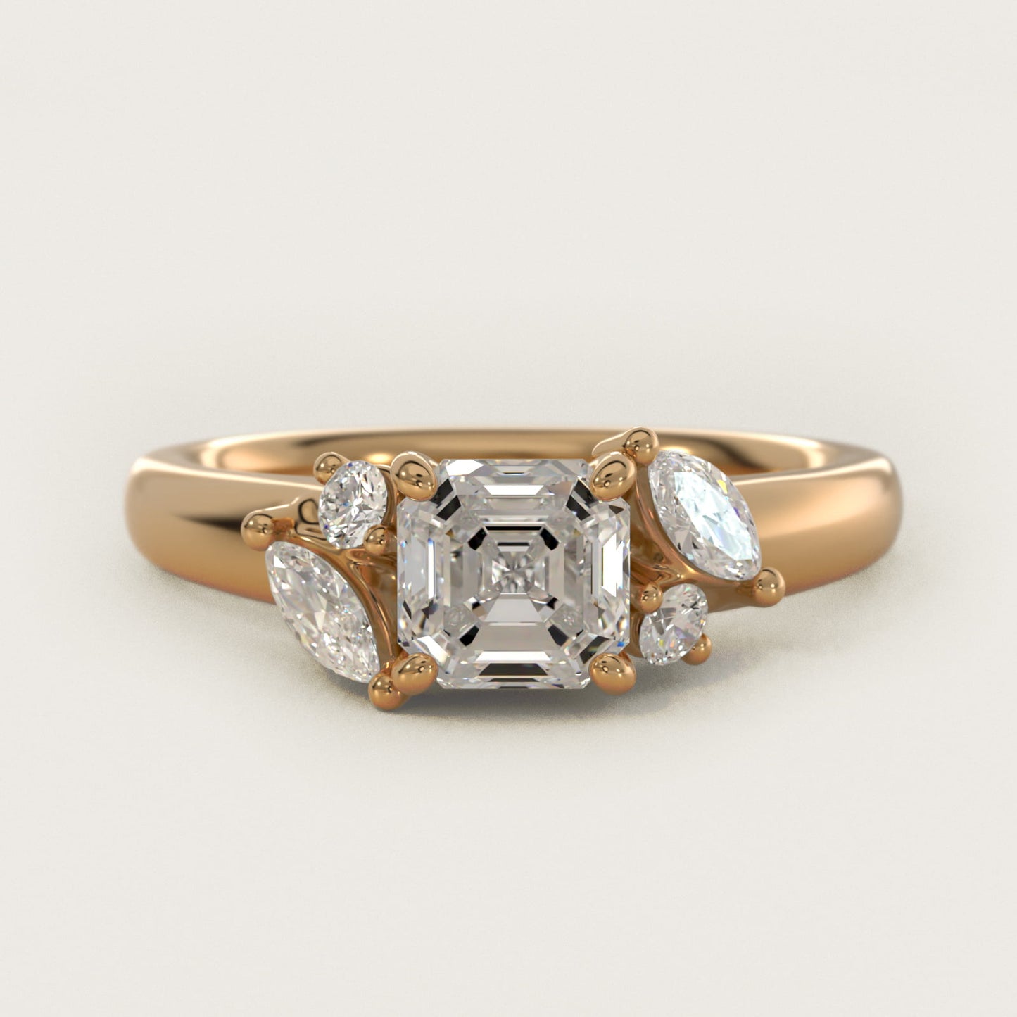 J'adore Le Jardin Diamond Engagement Ring in 14k Yellow Gold (1/5 ct. tw.) - Asscher Center