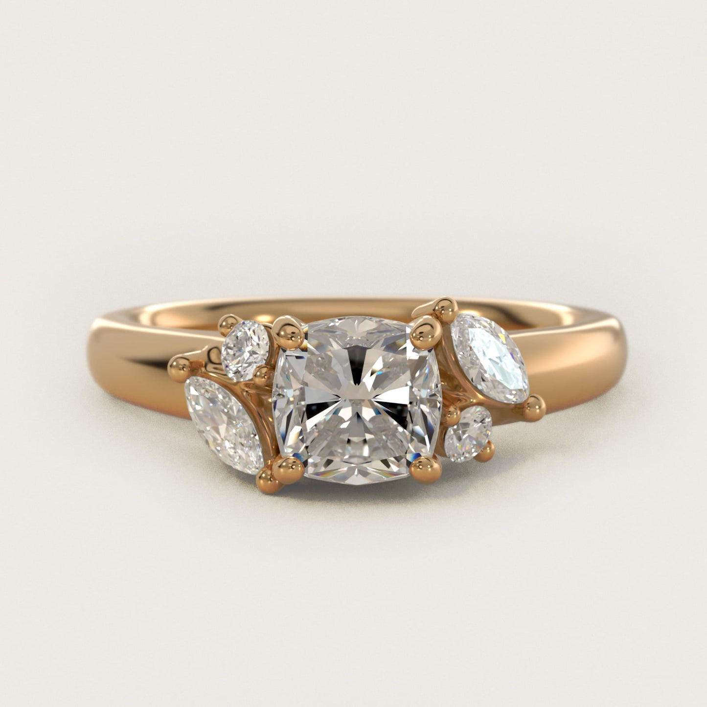J'adore Le Jardin Diamond Engagement Ring in 18k Yellow Gold (1/5 ct. tw.) - Cushion Center
