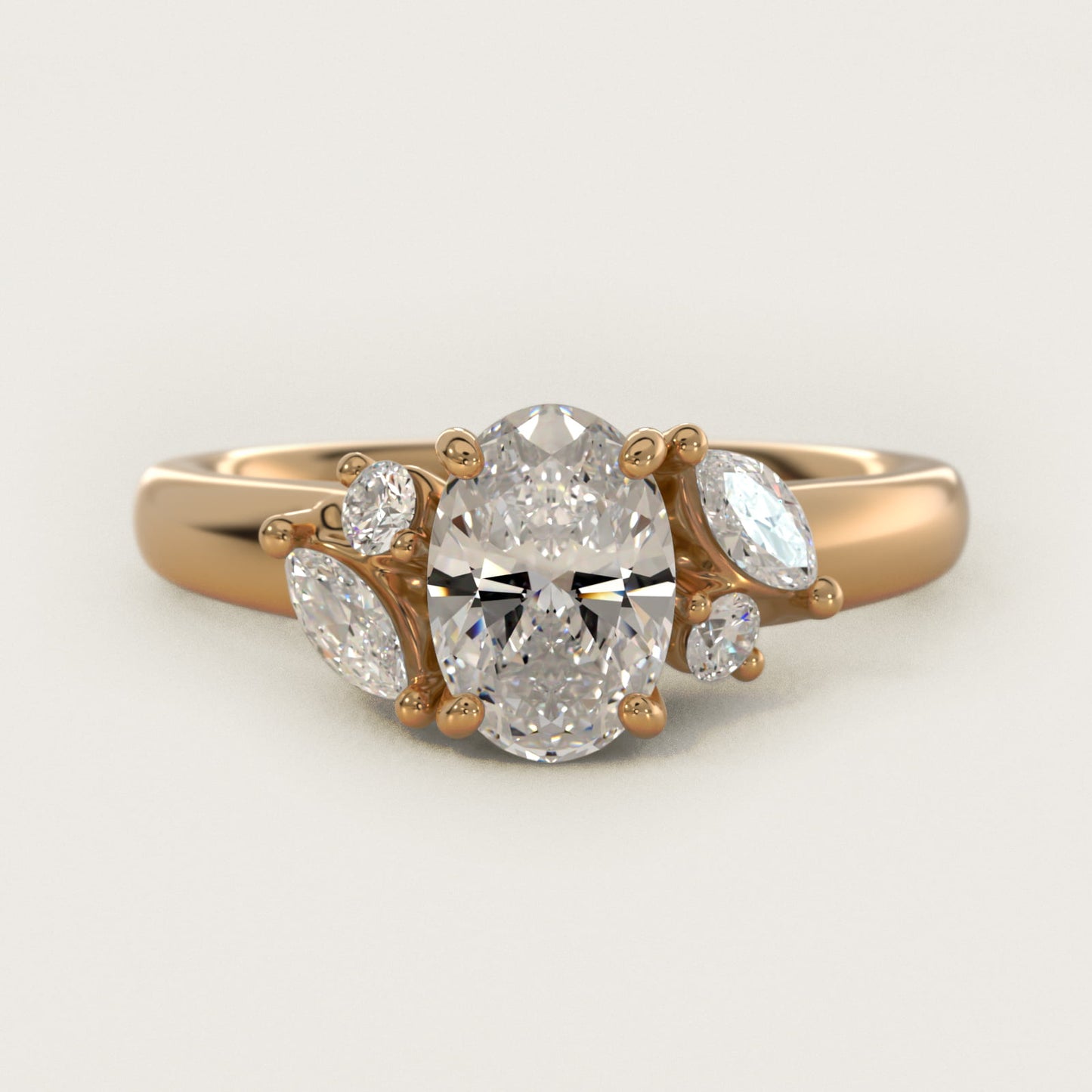 J'adore Le Jardin Diamond Engagement Ring in 18k Yellow Gold (1/5 ct. tw.) - Oval Center