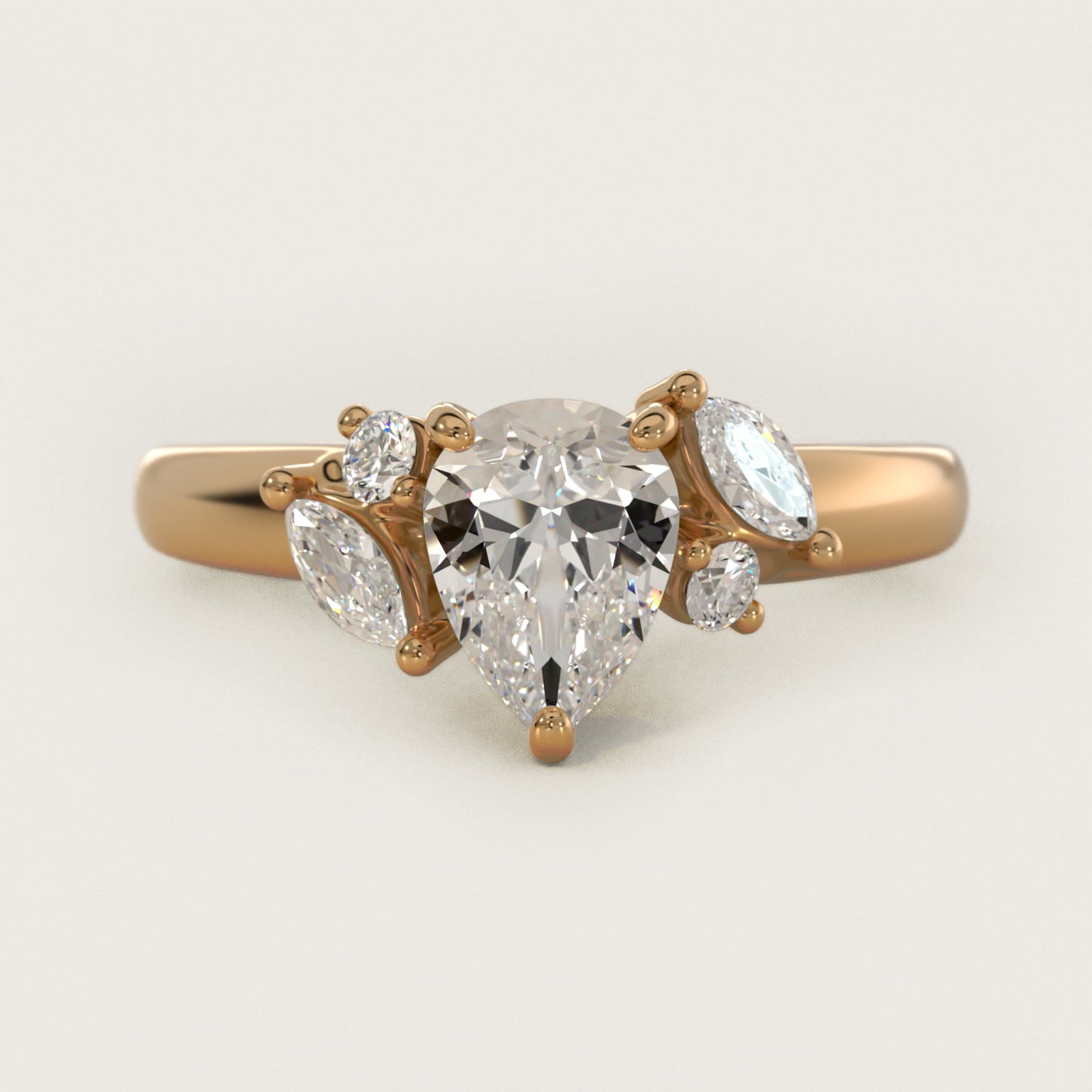 J'adore Le Jardin Diamond Engagement Ring in 14k Yellow Gold (1/5 ct. tw.) - Pear Center