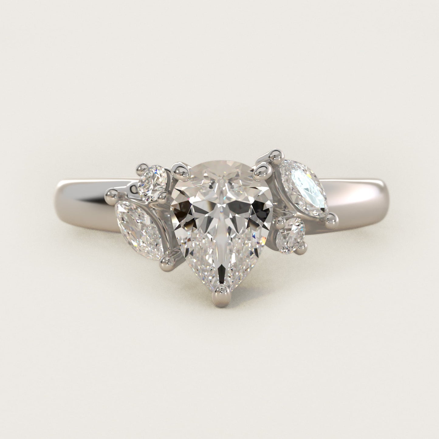 J'adore Le Jardin Diamond Engagement Ring in Platinum (1/5 ct. tw.) - Pear Center