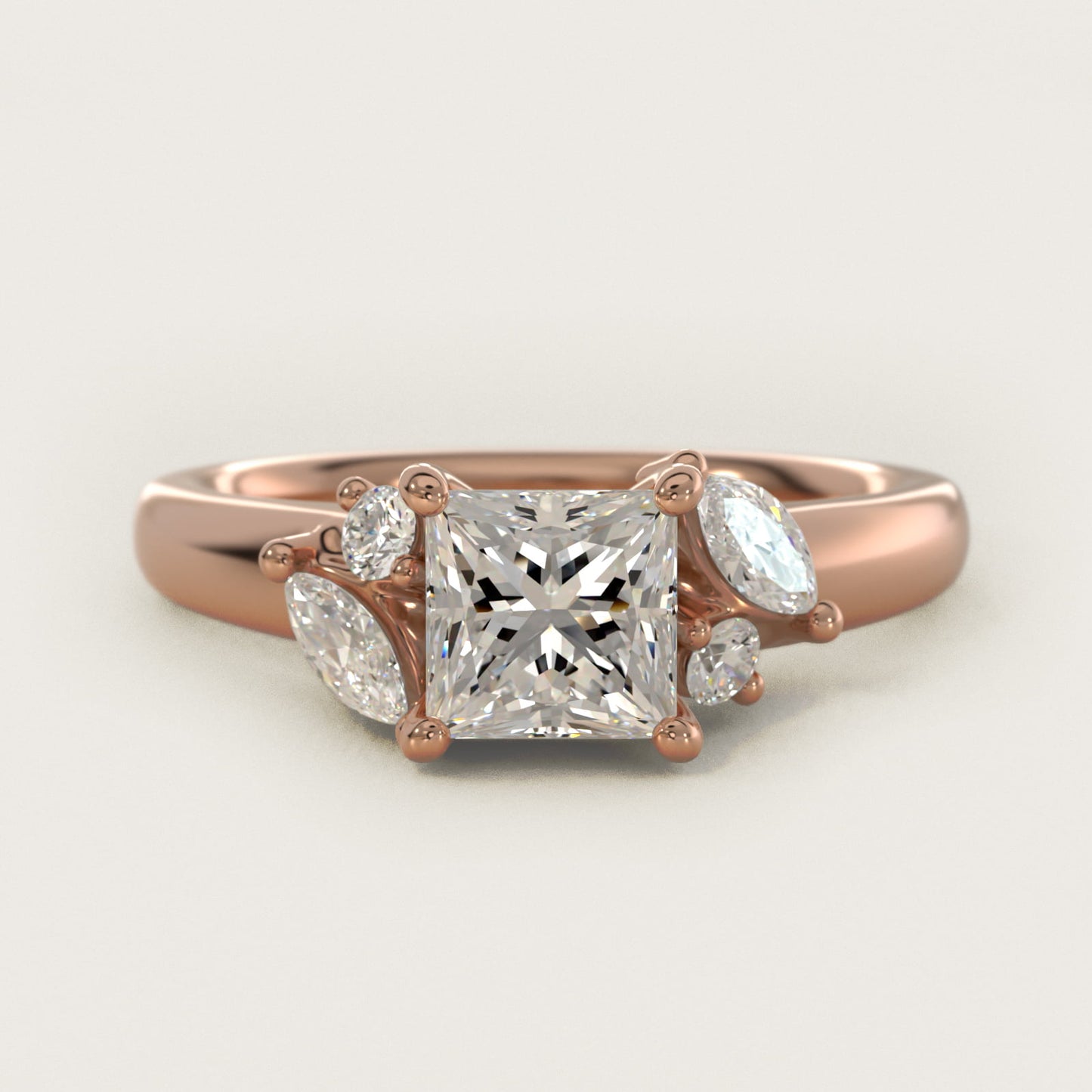 J'adore Le Jardin Diamond Engagement Ring in 14k Rose Gold (1/5 ct. tw.) - Princess Center