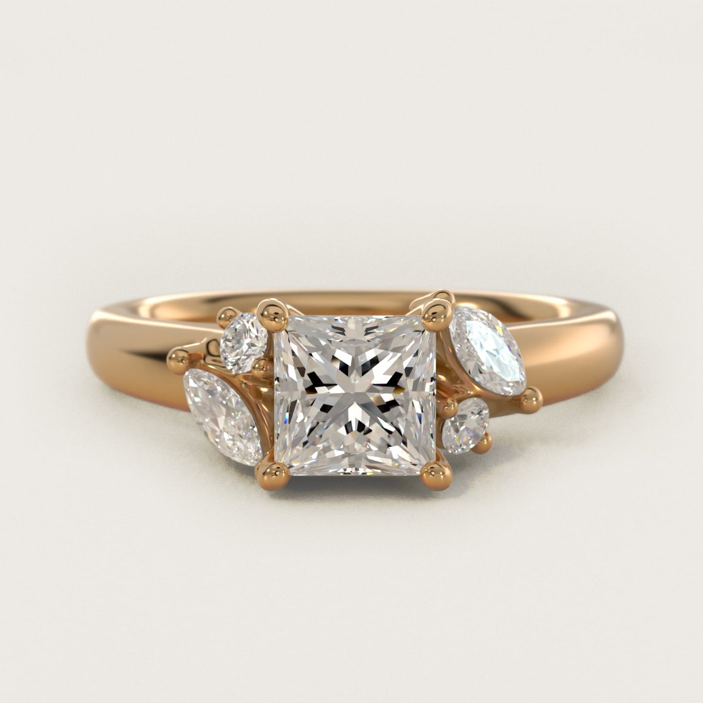 J'adore Le Jardin Diamond Engagement Ring in 14k Yellow Gold (1/5 ct. tw.) - Princess Center