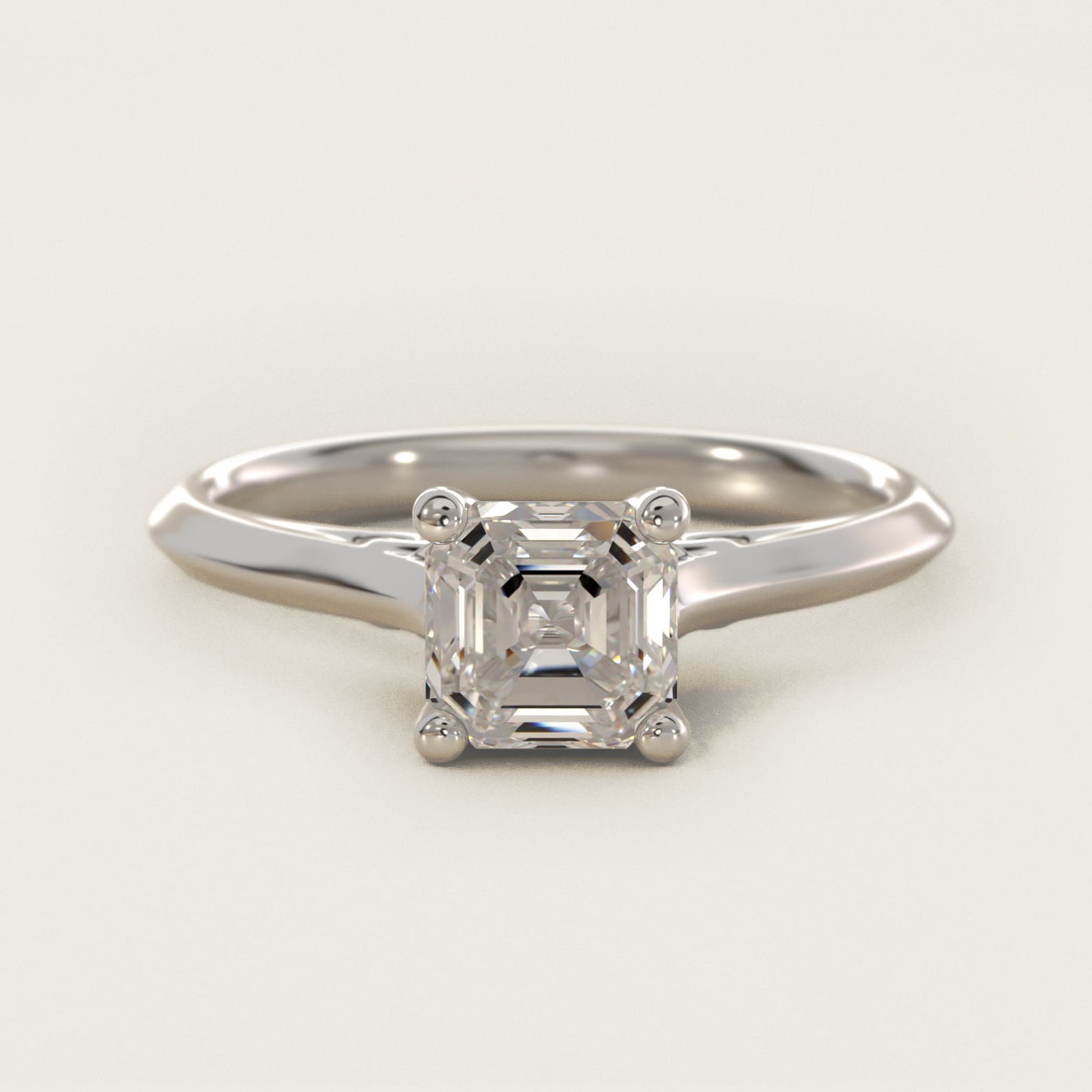 Knife Edge Lotus Bridge Solitaire Plus Diamond Engagement Ring in 14k White Gold - Asscher Center