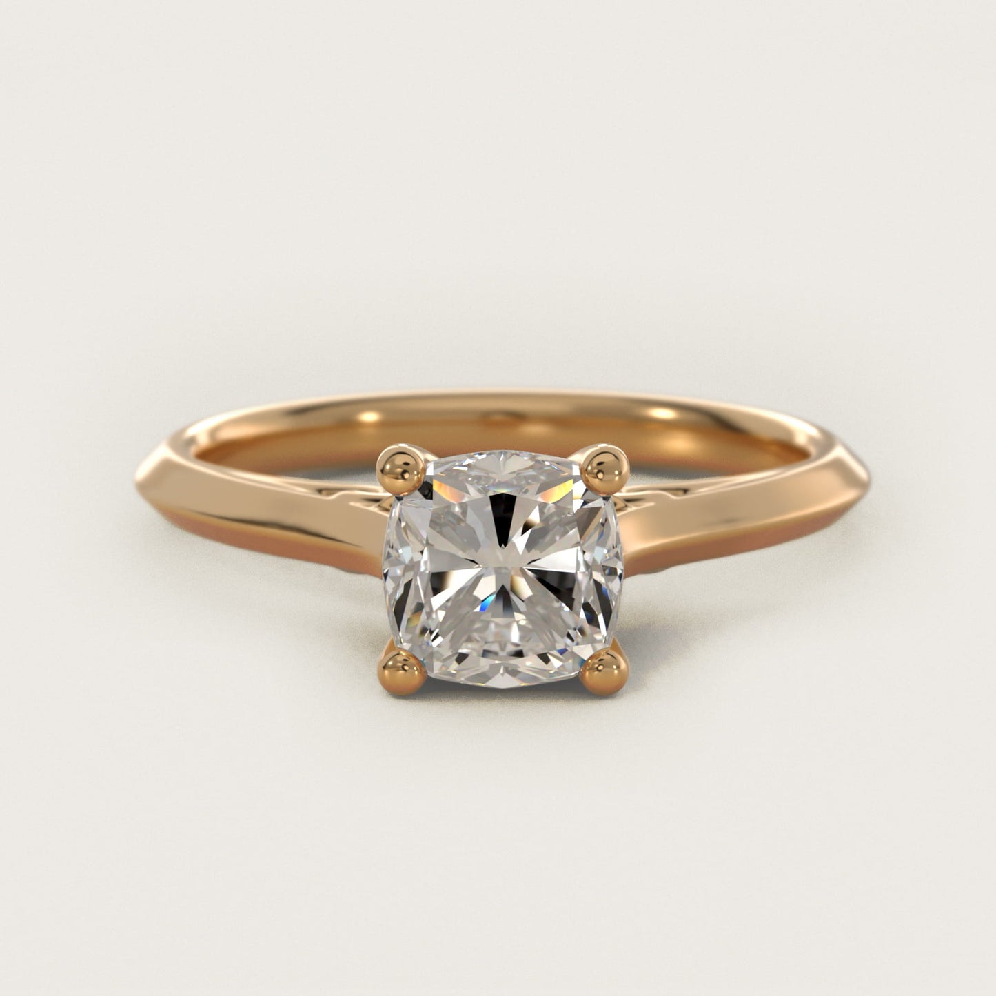 Knife Edge Lotus Bridge Solitaire Plus Diamond Engagement Ring in 14k Yellow Gold - Cushion Center