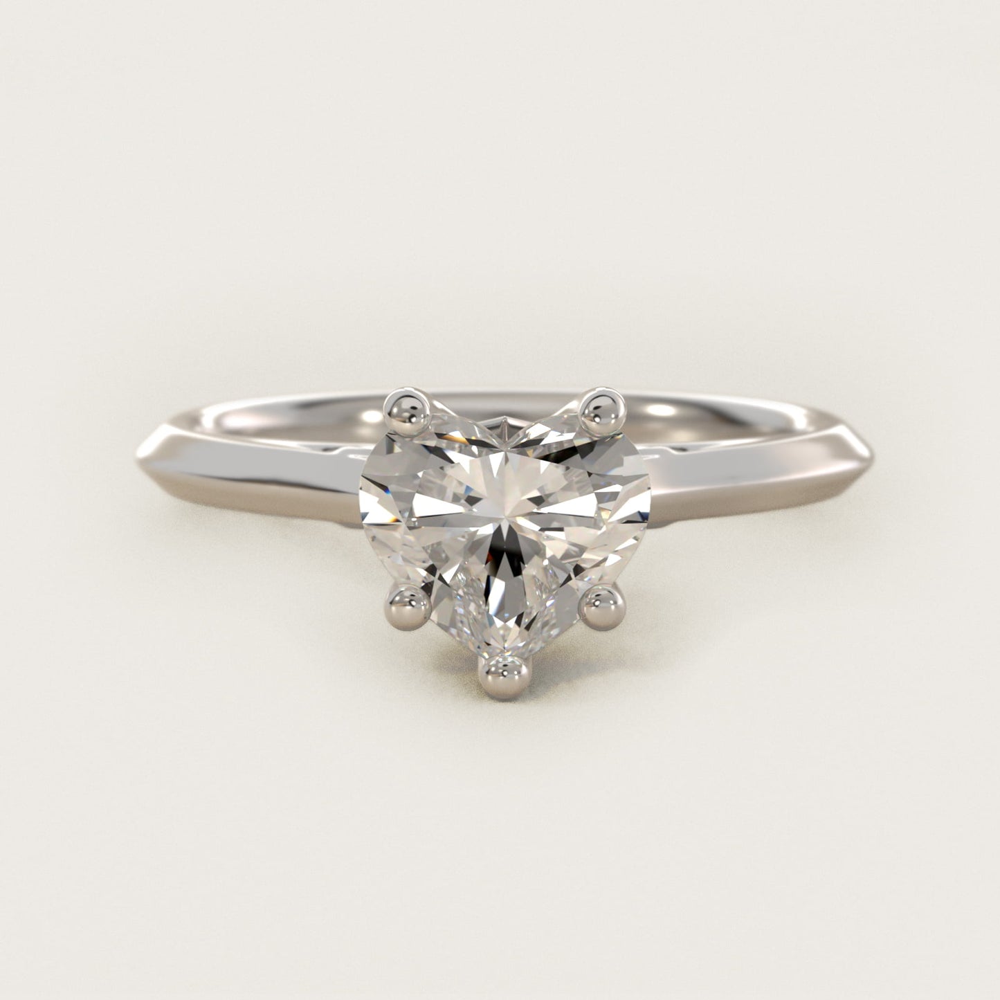 Knife Edge Lotus Bridge Solitaire Plus Diamond Engagement Ring in 14k White Gold - Heart Center