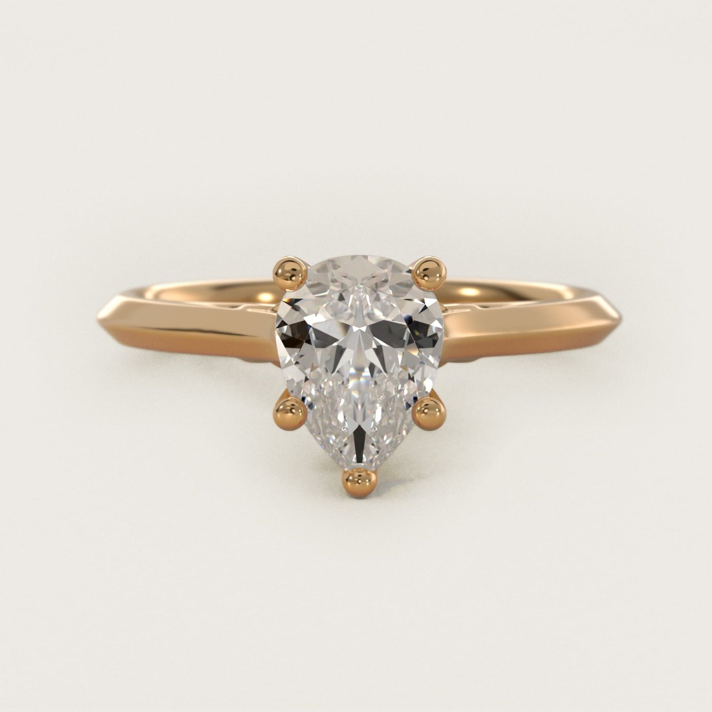 Knife Edge Lotus Bridge Solitaire Plus Diamond Engagement Ring in 18k Yellow Gold - Pear Center