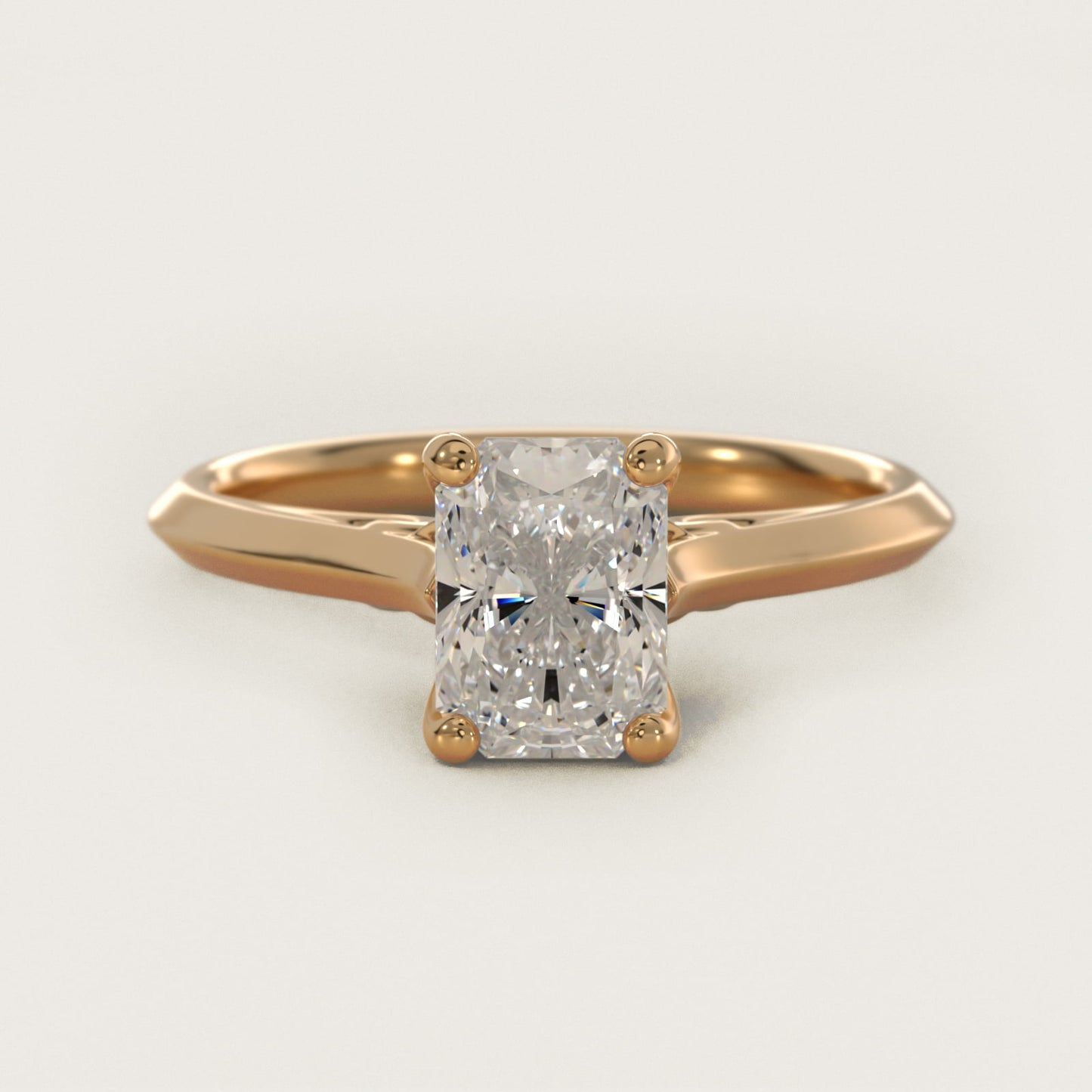 Knife Edge Lotus Bridge Solitaire Plus Diamond Engagement Ring in 14k Yellow Gold - Radiant Center