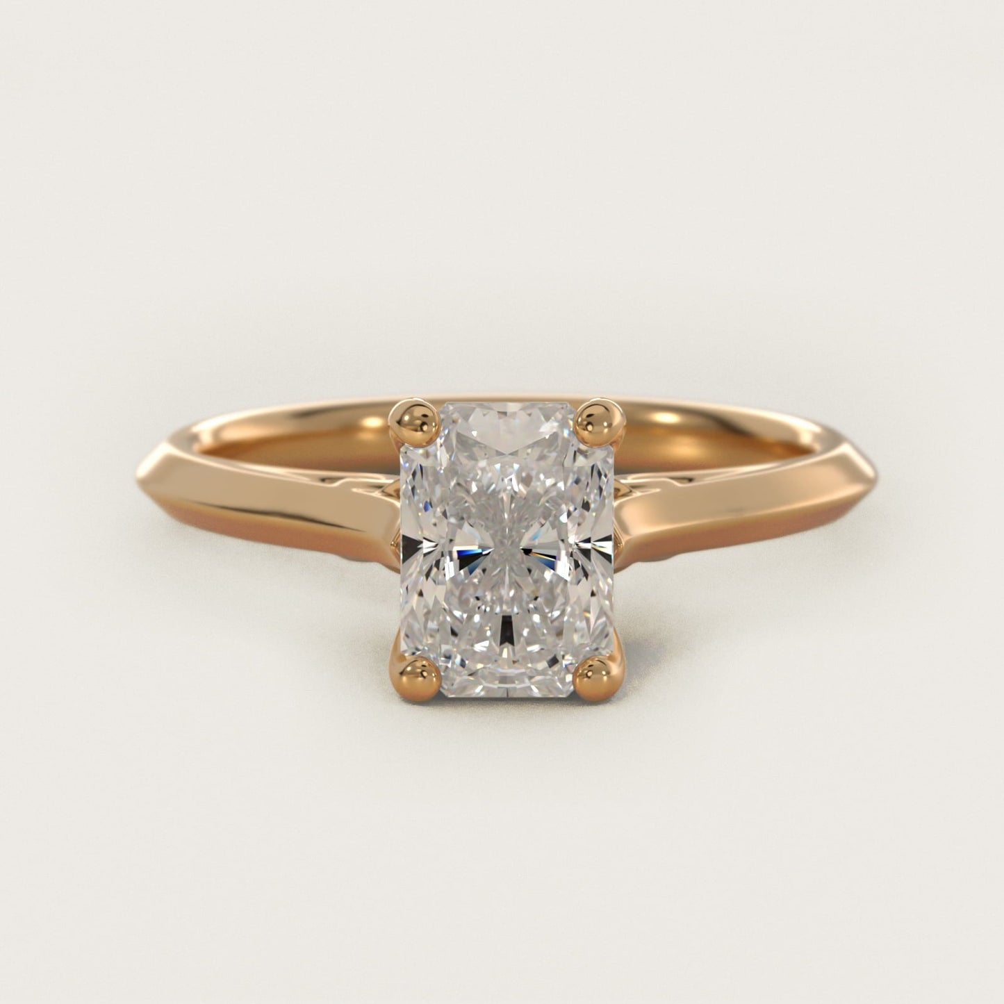 Knife Edge Lotus Bridge Solitaire Plus Diamond Engagement Ring in 18k Yellow Gold - Radiant Center