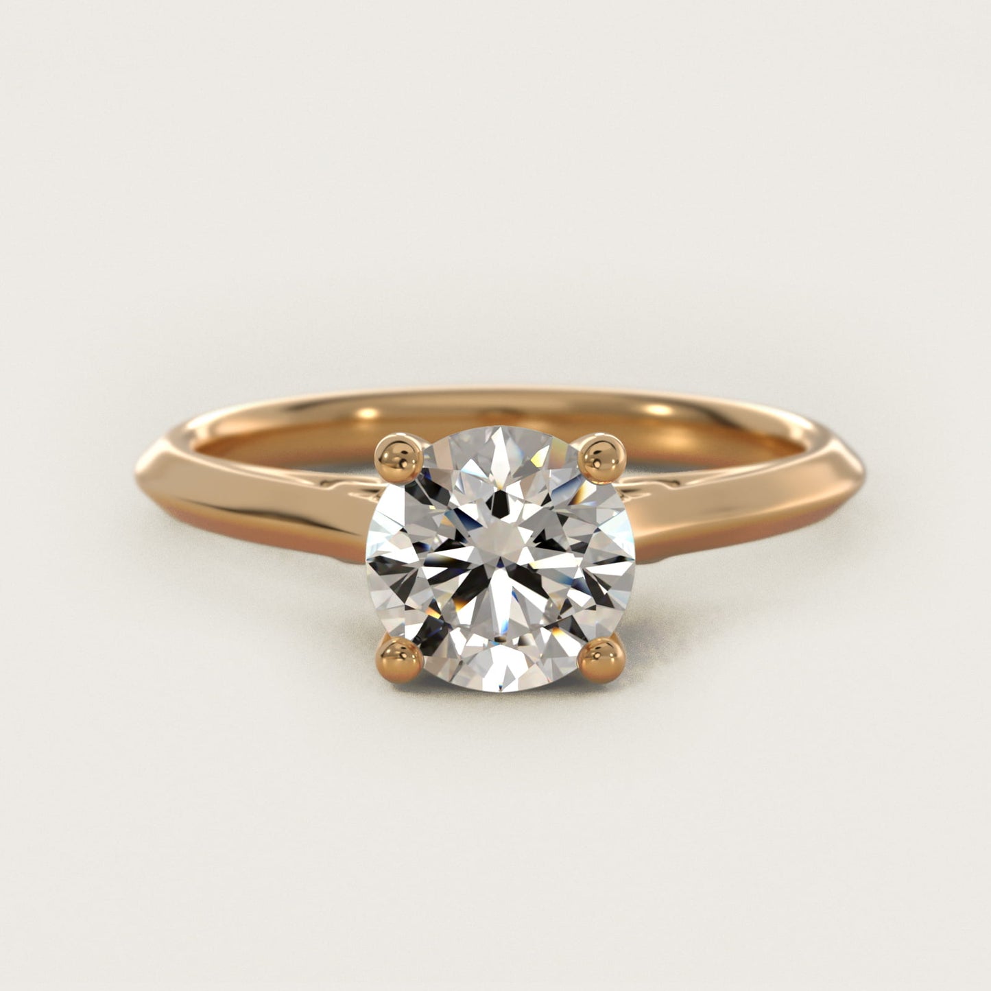 Knife Edge Lotus Bridge Solitaire Plus Diamond Engagement Ring in 14k Yellow Gold - Round Center