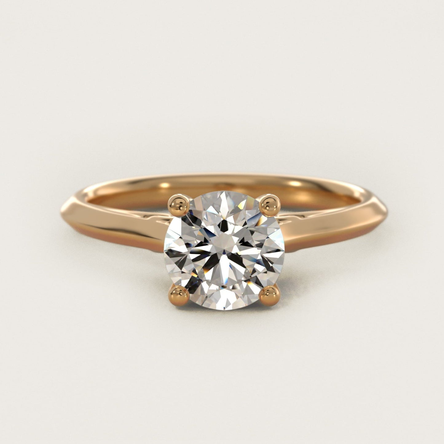 Knife Edge Lotus Bridge Solitaire Plus Diamond Engagement Ring in 18k Yellow Gold - Round Center