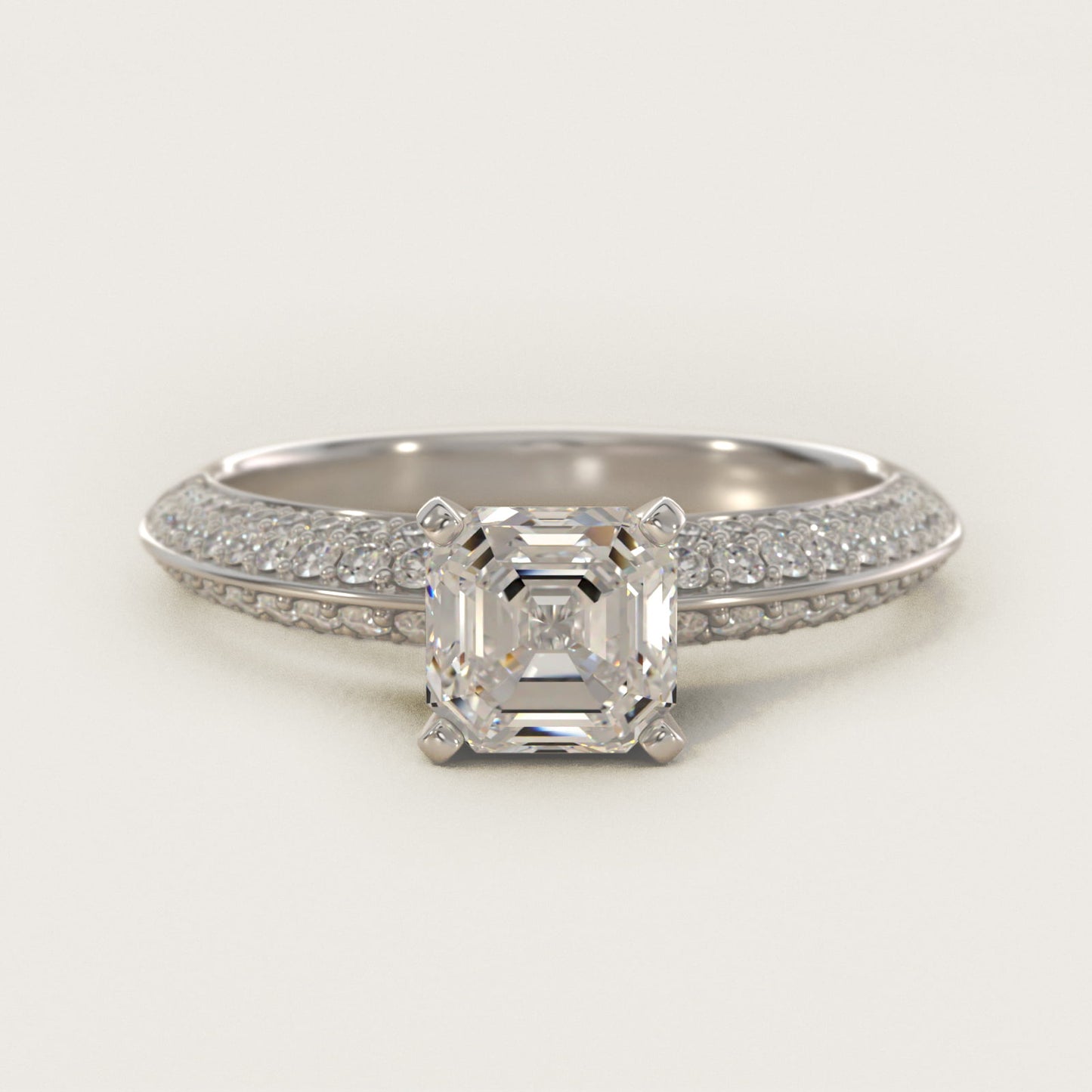 Knife Edge MicropavŽ Diamond Engagement Ring in 14k White Gold (1/3 ct. tw.) - Asscher Center