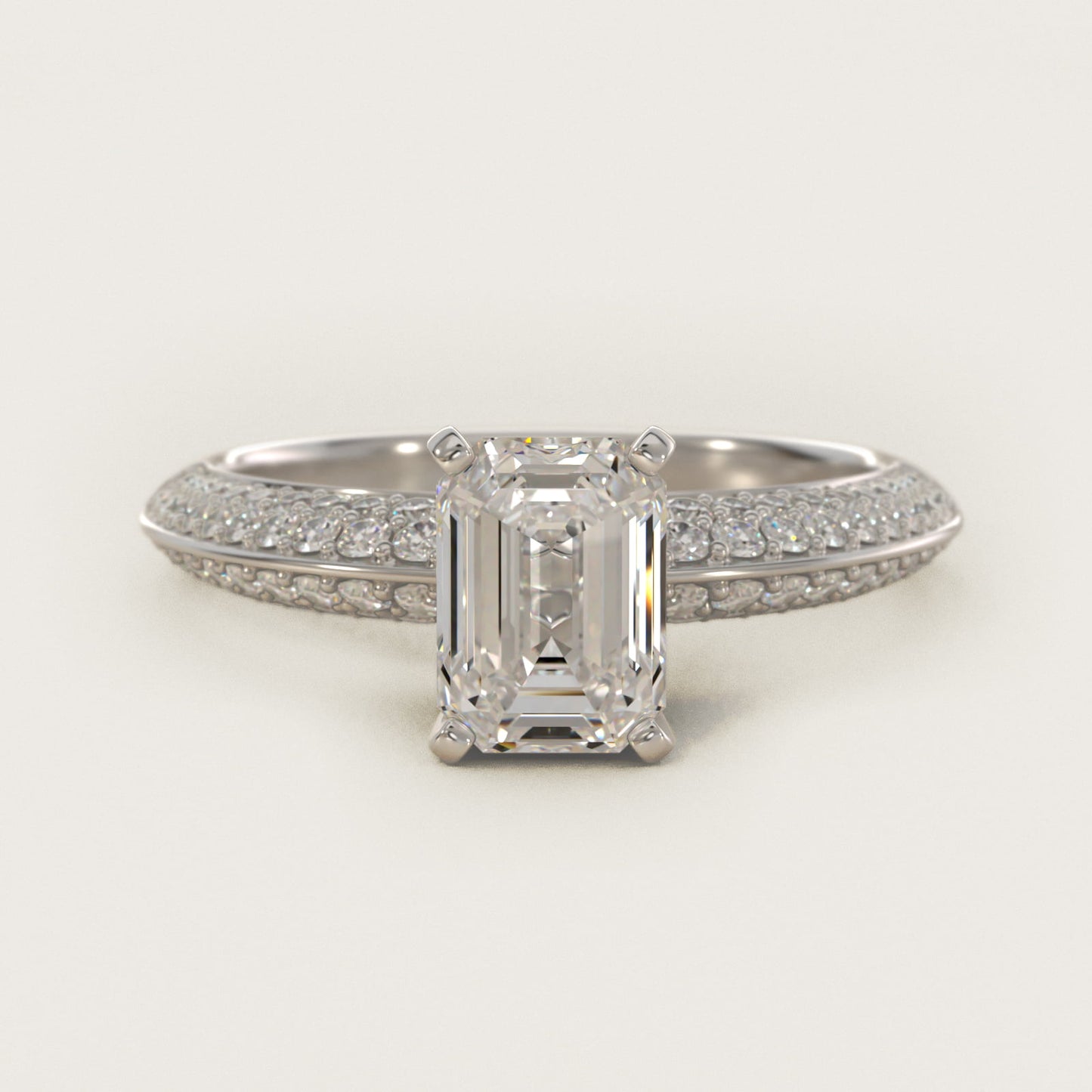 Knife Edge MicropavŽ Diamond Engagement Ring in 18k White Gold (1/3 ct. tw.) - Emerald Center