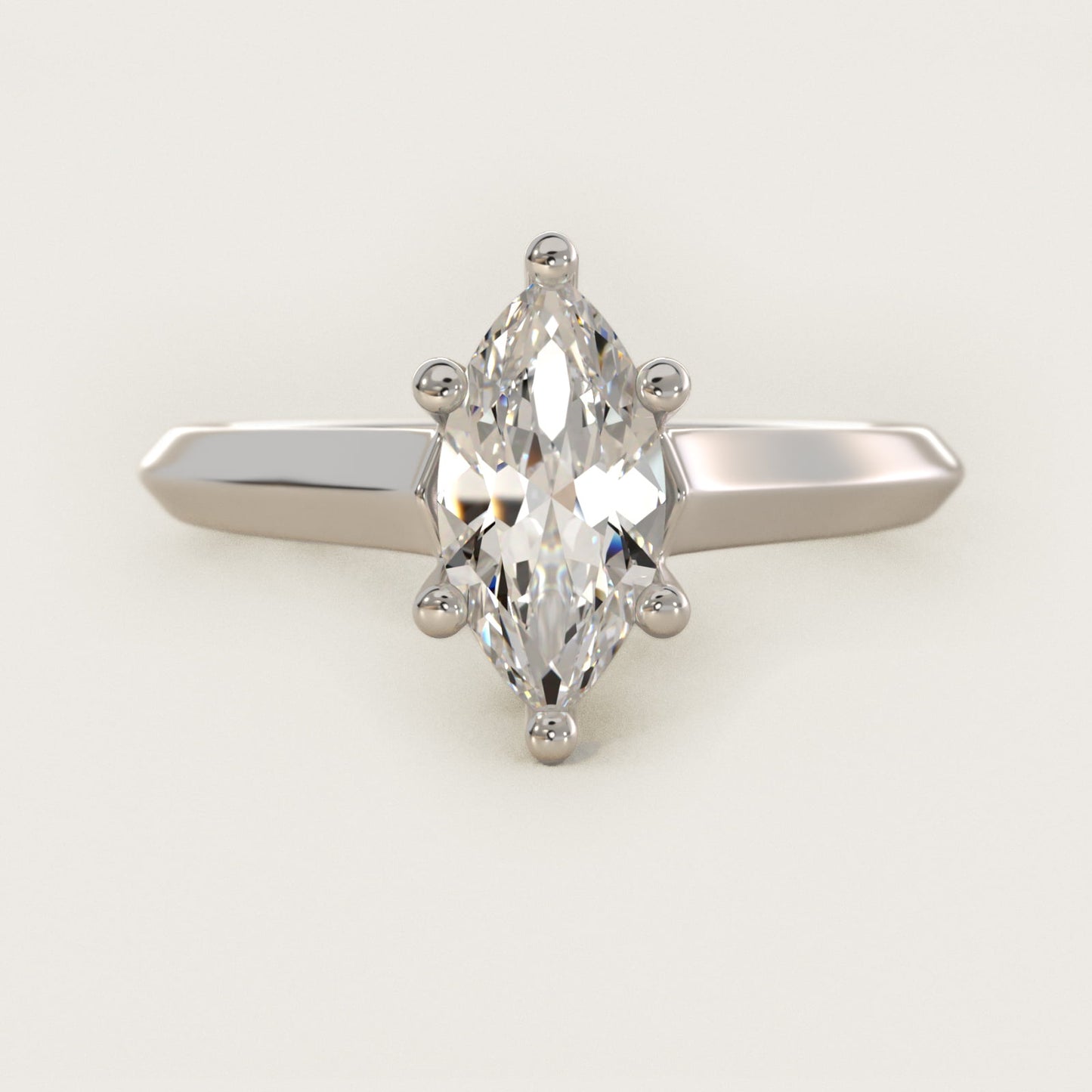 Knife Edge Scroll Solitaire Plus Diamond Engagement Ring in Platinum - Marquise Center