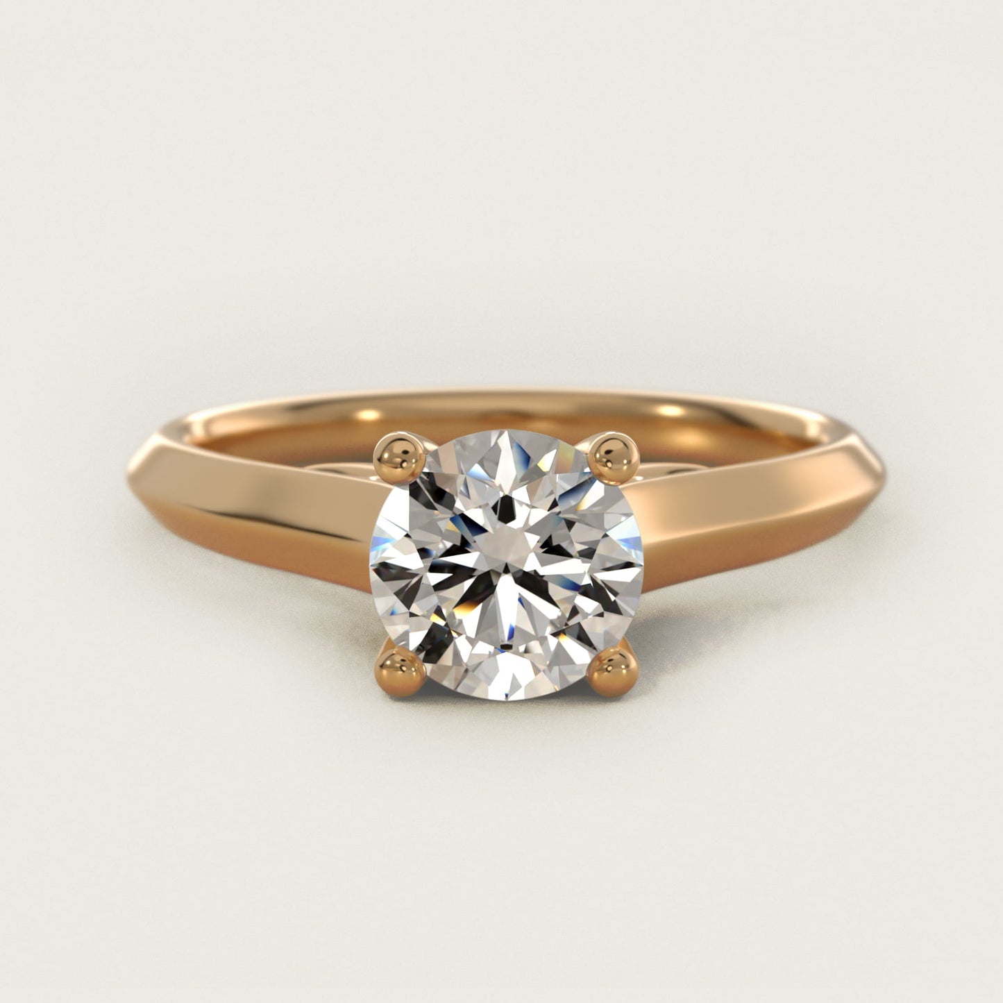 Knife Edge Scroll Solitaire Plus Diamond Engagement Ring in 18k Yellow Gold - Round Center