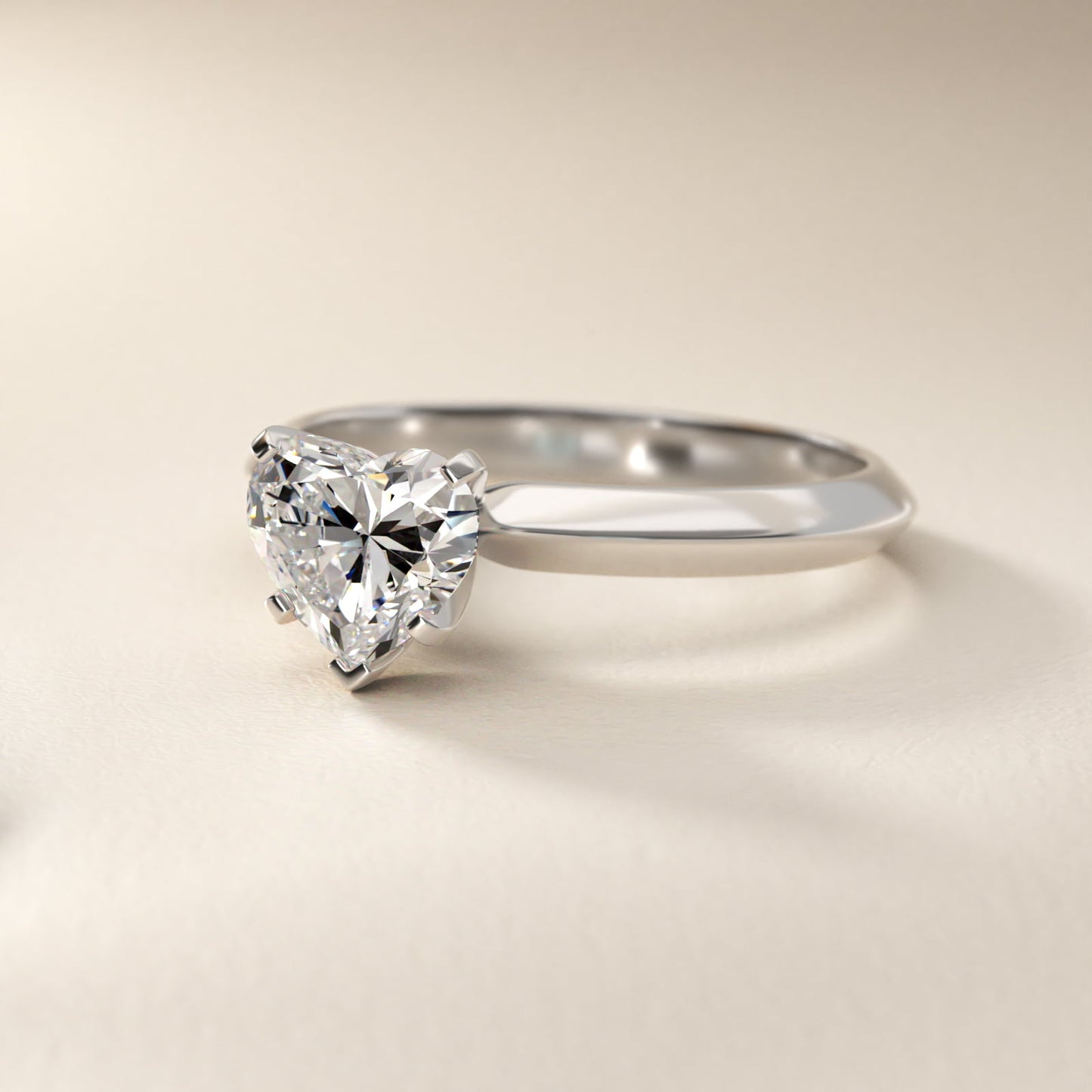 Knife Edge Six Prong Solitaire Engagement Ring In Platinum By James Allen - Heart Center