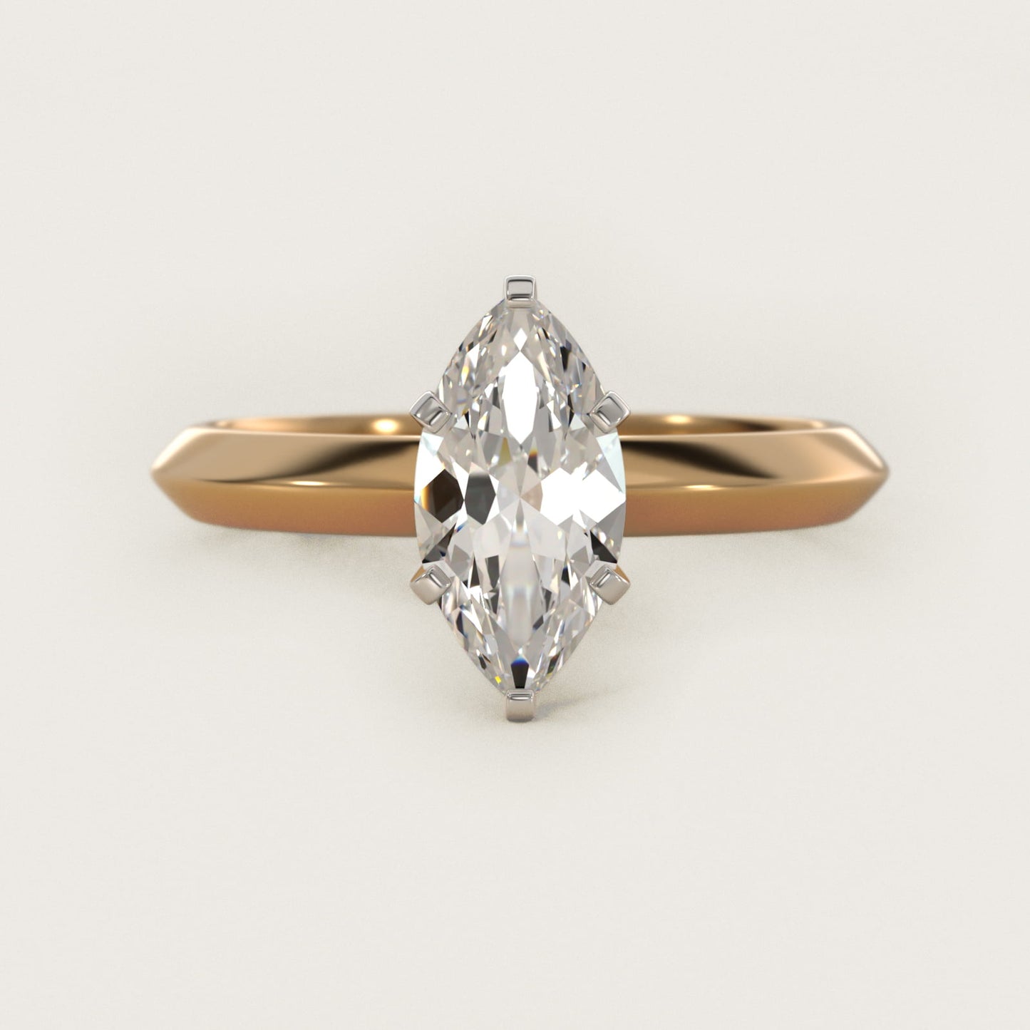 Knife Edge Six Prong Solitaire Engagement Ring In 18k Yellow Gold By James Allen - Marquise Center
