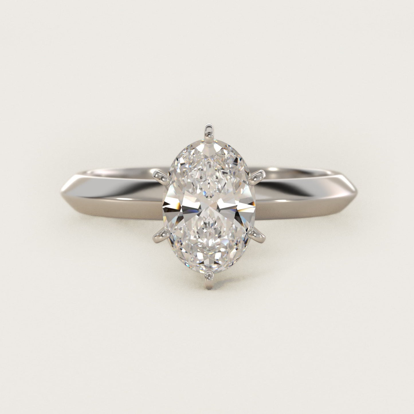 Knife Edge Six Prong Solitaire Engagement Ring In 14K White Gold By James Allen - Oval Center