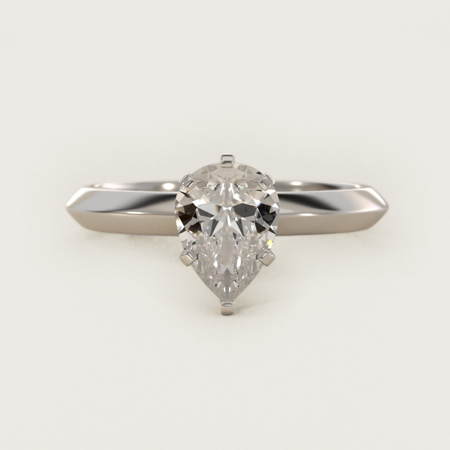 Knife Edge Six Prong Solitaire Engagement Ring In 18k White Gold By James Allen - Pear Center