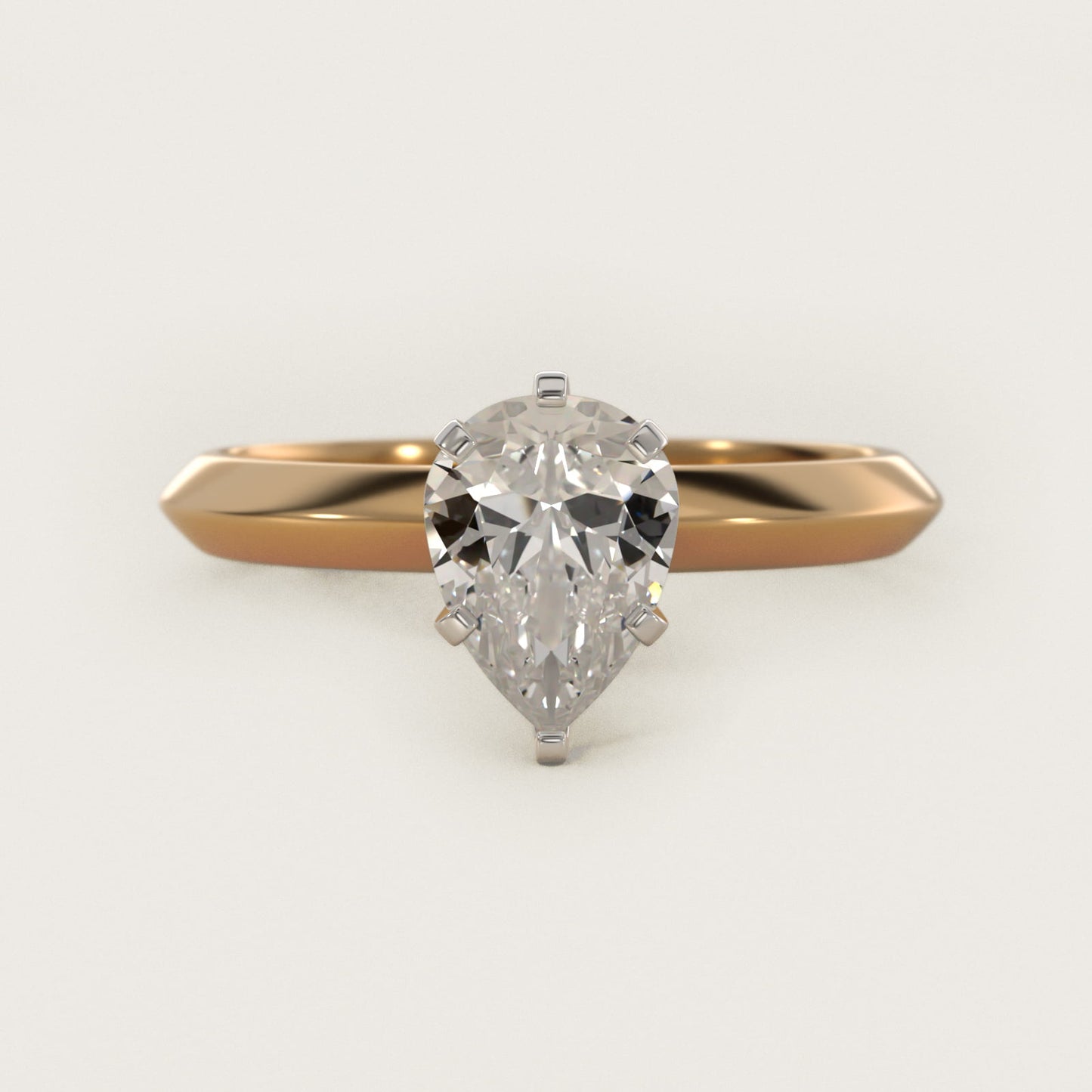 Knife Edge Six Prong Solitaire Engagement Ring In 14K Yellow Gold By James Allen - Pear Center