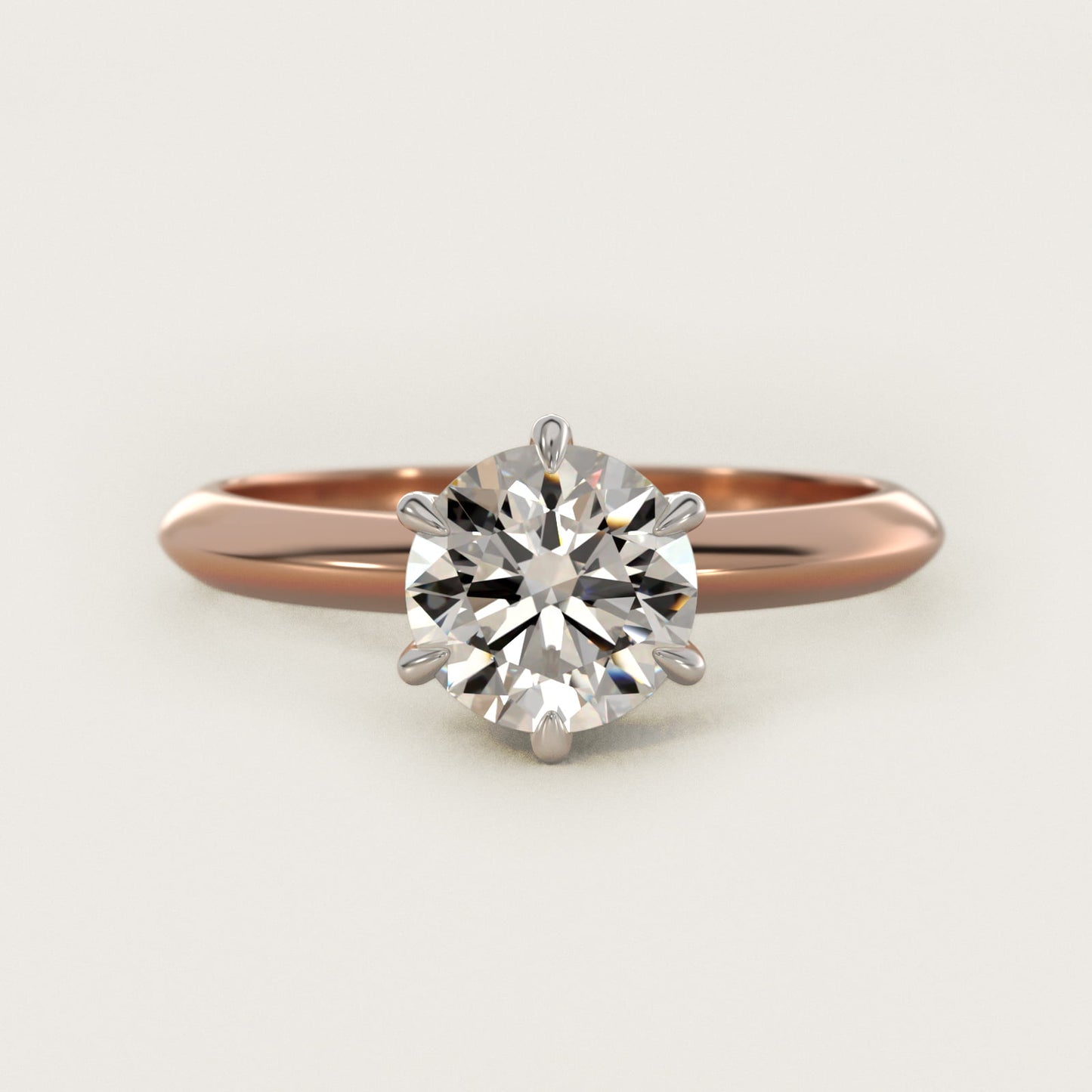 Knife Edge Six Prong Solitaire Engagement Ring In 14K Rose Gold By James Allen - Round Center