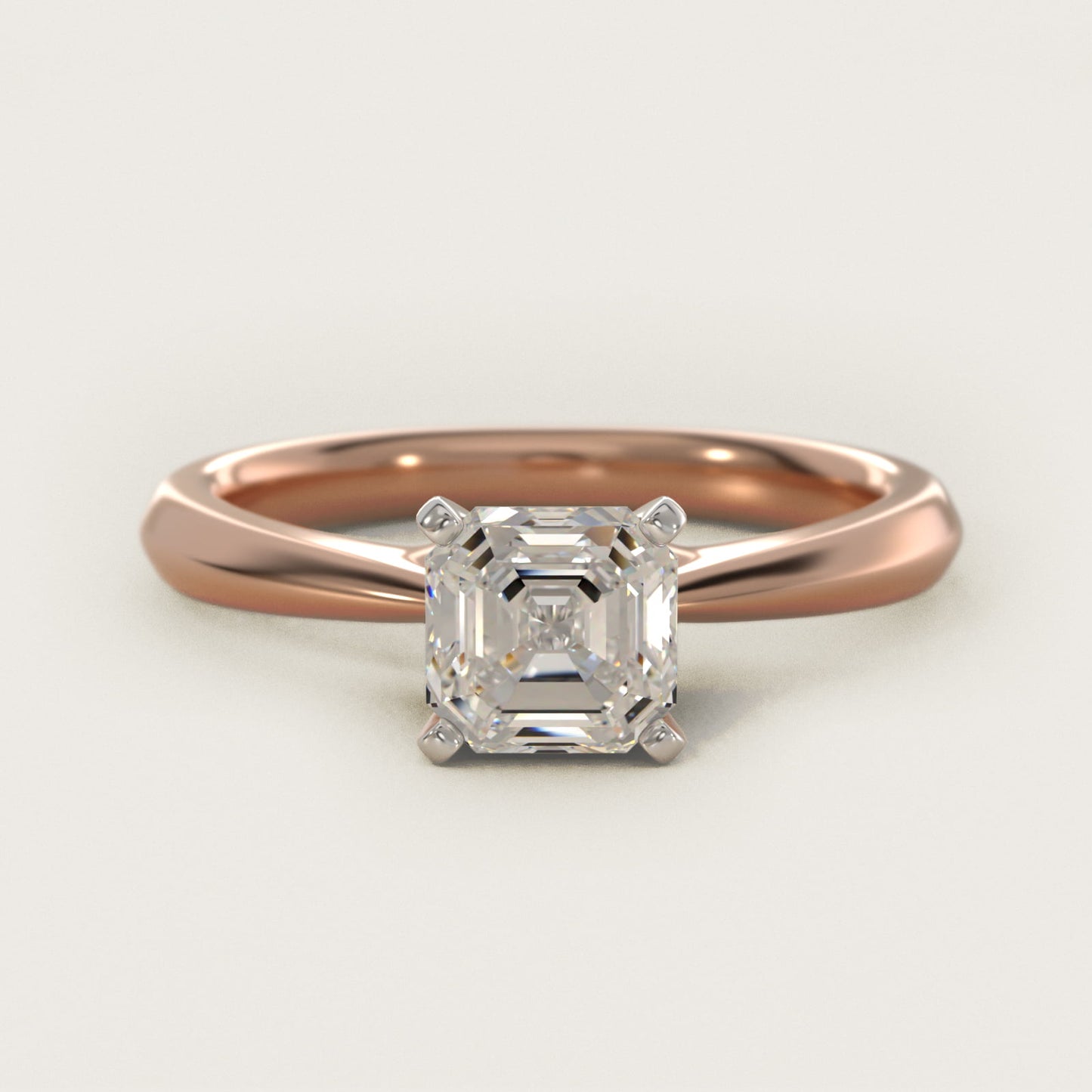 Knife-Edge Solitaire Engagement Ring in 18k Rose Gold By Zac Zac Posen - Asscher Center