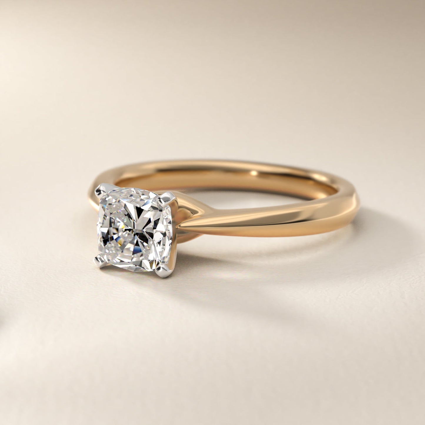 Knife-Edge Solitaire Engagement Ring in 14k Yellow Gold By Zac Zac Posen - Cushion Center