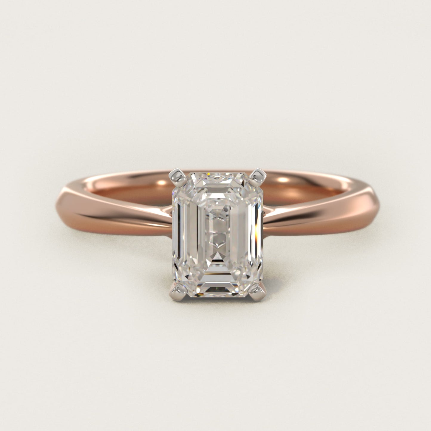 Knife-Edge Solitaire Engagement Ring in 14k Rose Gold By Zac Zac Posen - Emerald Center