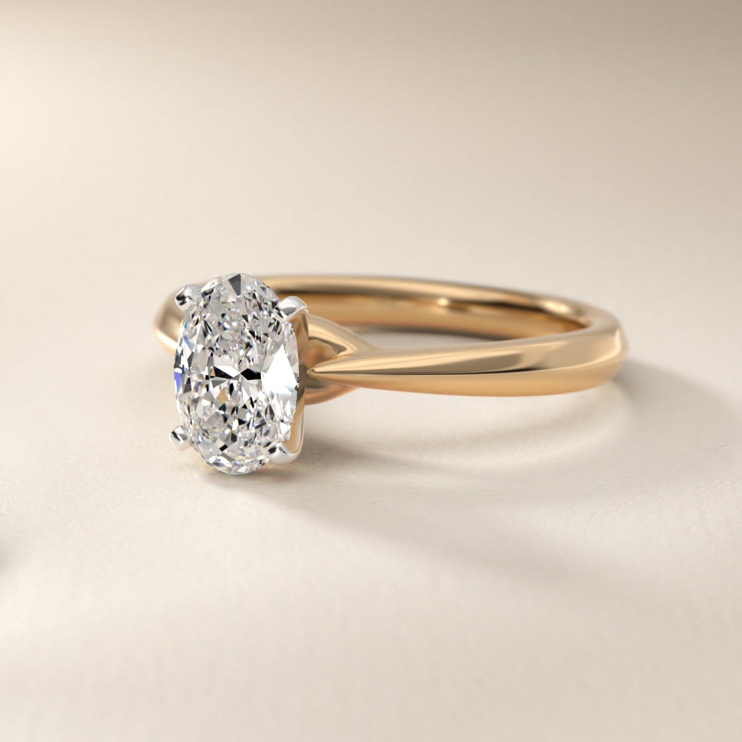 Knife-Edge Solitaire Engagement Ring in 14k Yellow Gold By Zac Zac Posen - Oval Center