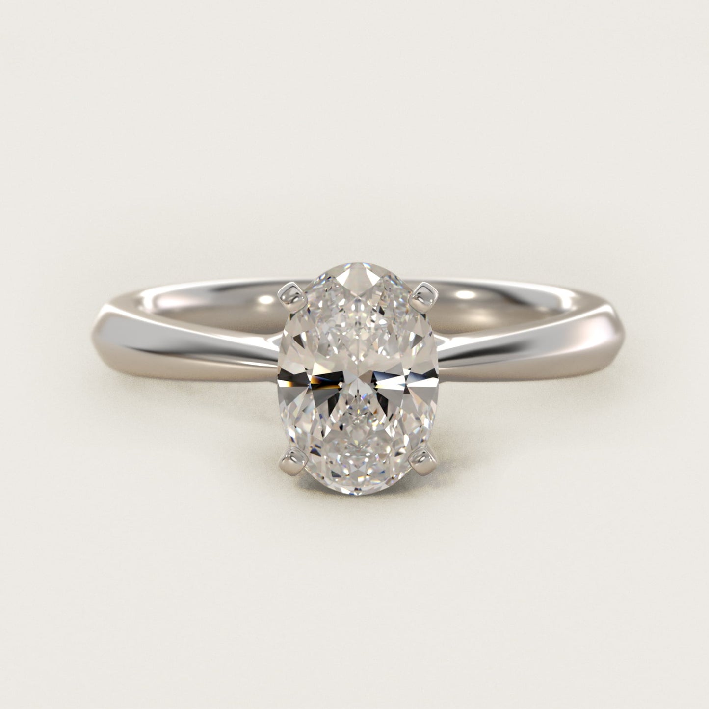 Knife-Edge Solitaire Engagement Ring in Platinum By Zac Zac Posen - Oval Center
