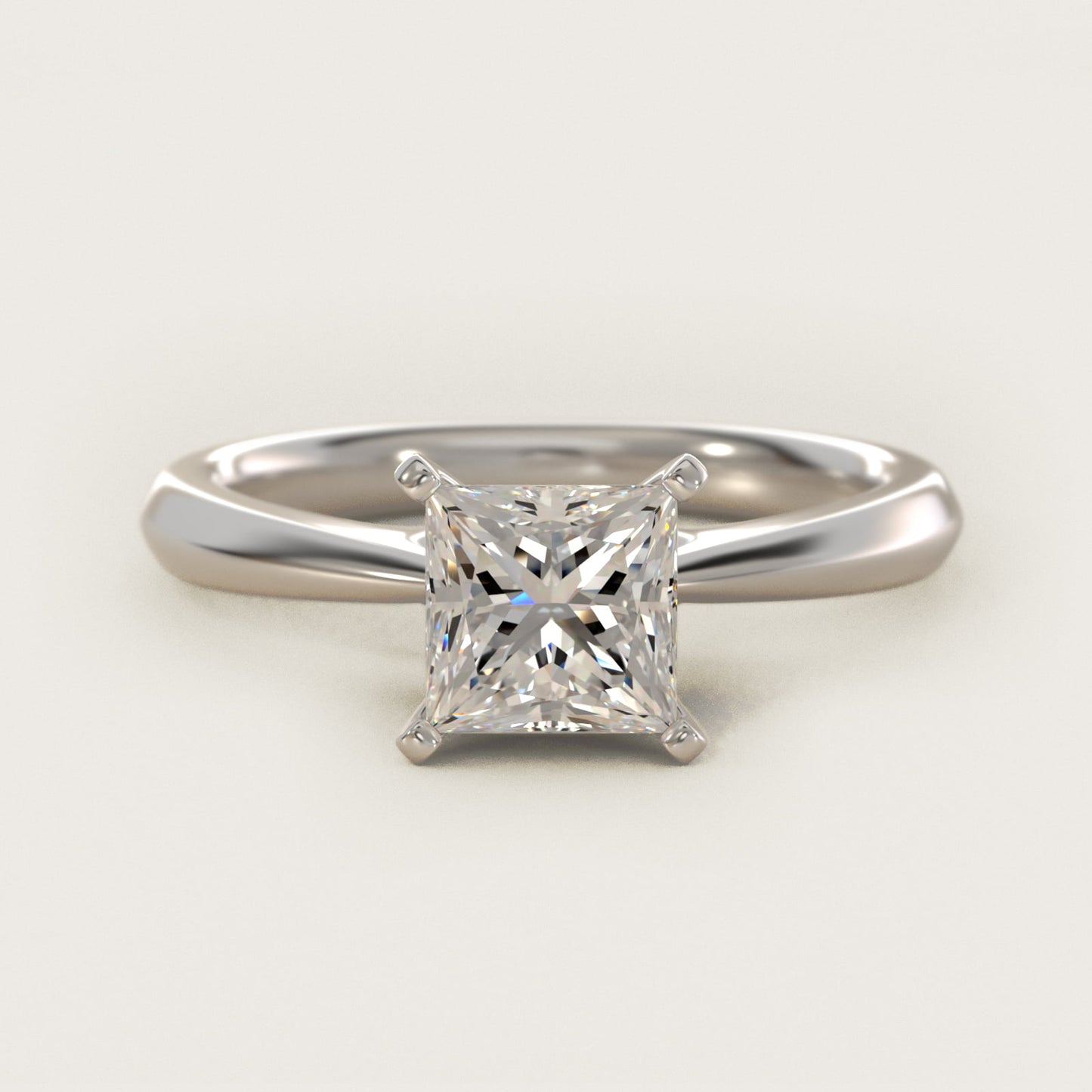 Knife-Edge Solitaire Engagement Ring in 14k White Gold By Zac Zac Posen - Princess Center