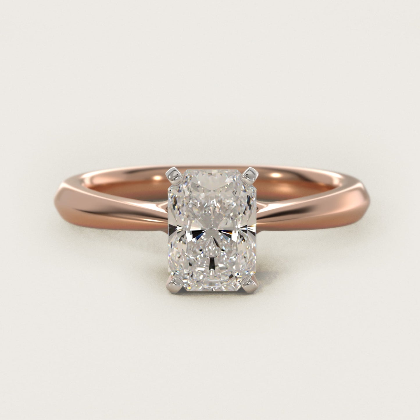 Knife-Edge Solitaire Engagement Ring in 18k Rose Gold By Zac Zac Posen - Radiant Center