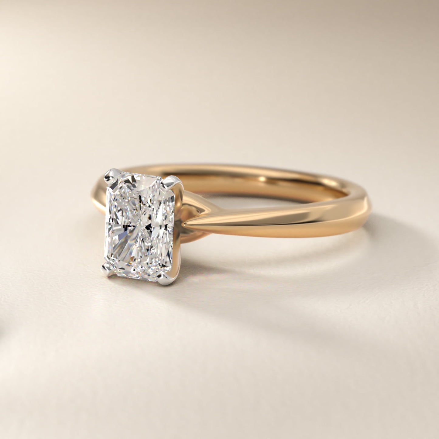 Knife-Edge Solitaire Engagement Ring in 14k Yellow Gold By Zac Zac Posen - Radiant Center