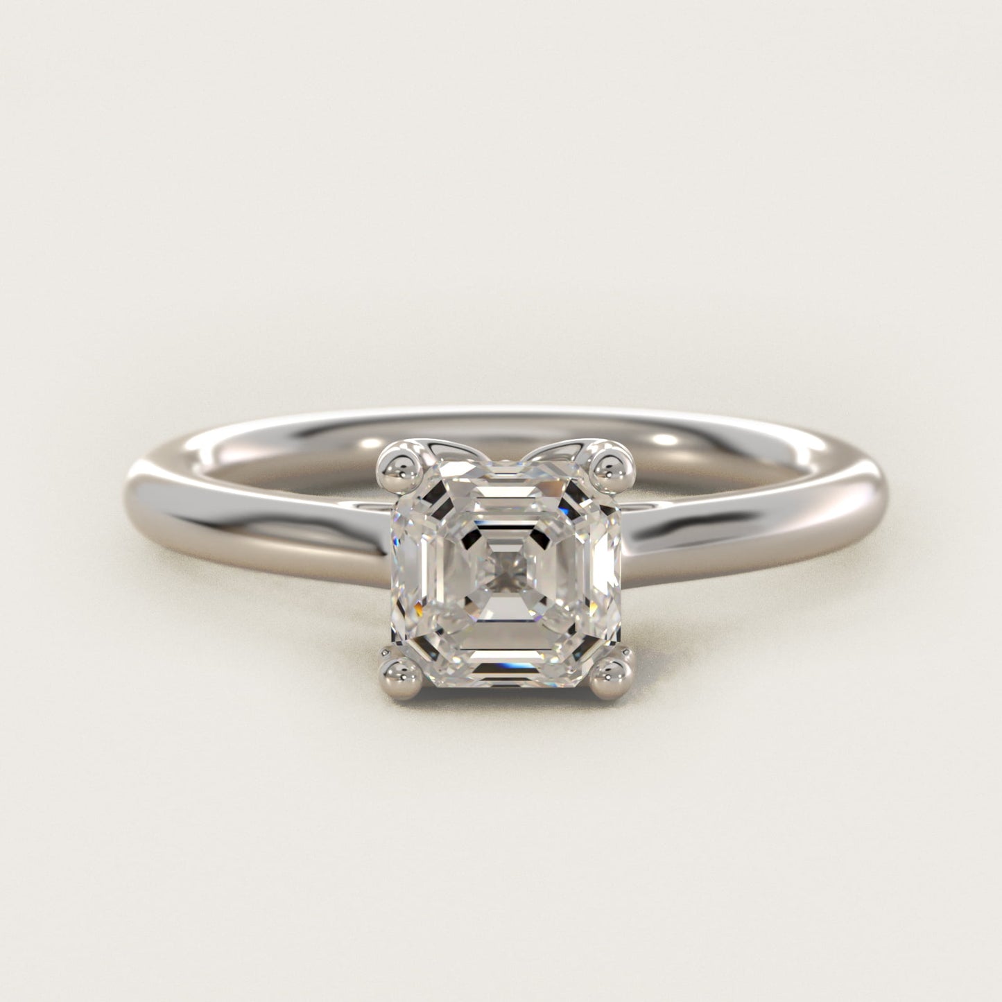 Leaf Solitaire Plus Diamond Engagement Ring in 14k White Gold - Asscher Center