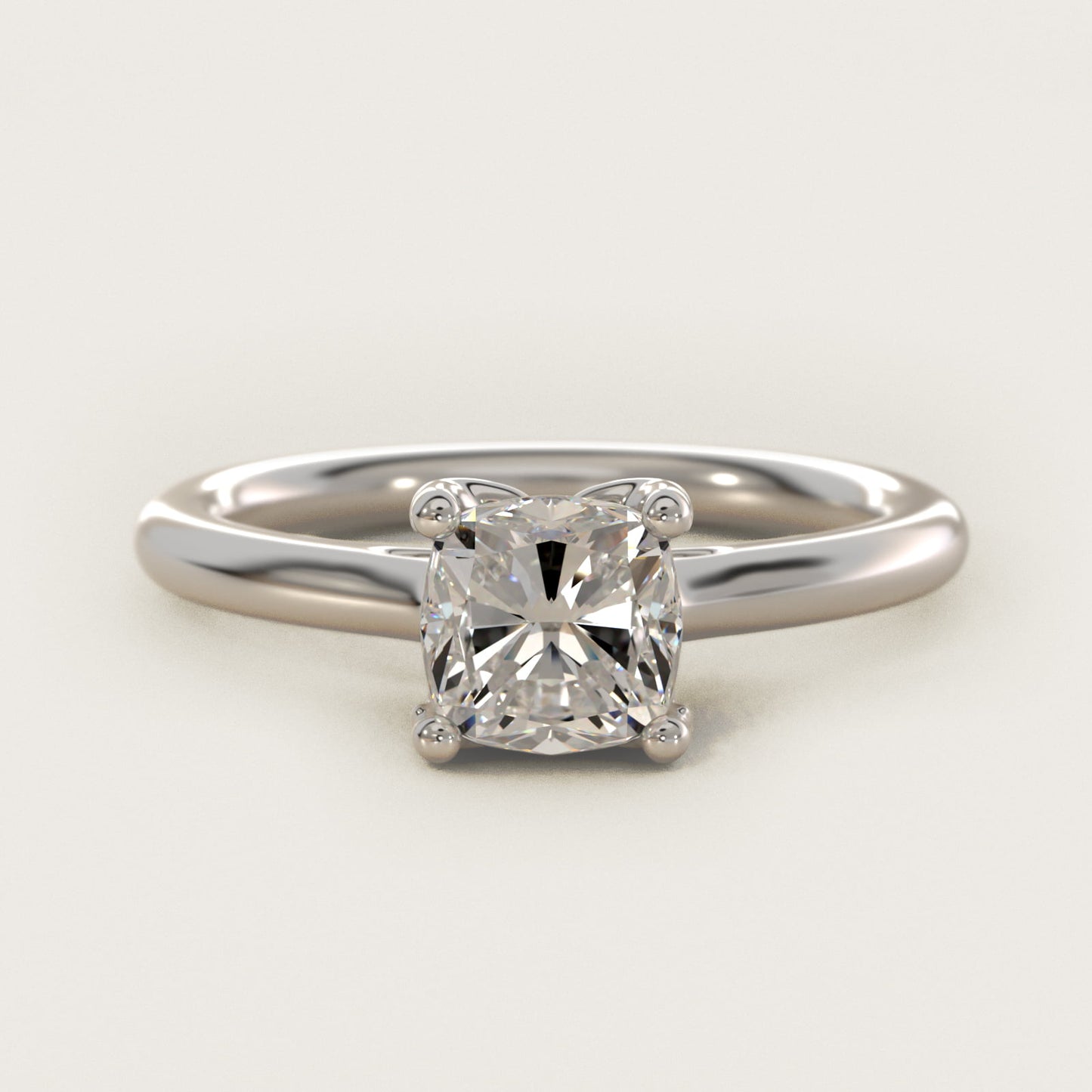 Leaf Solitaire Plus Diamond Engagement Ring in 18k White Gold - Cushion Center