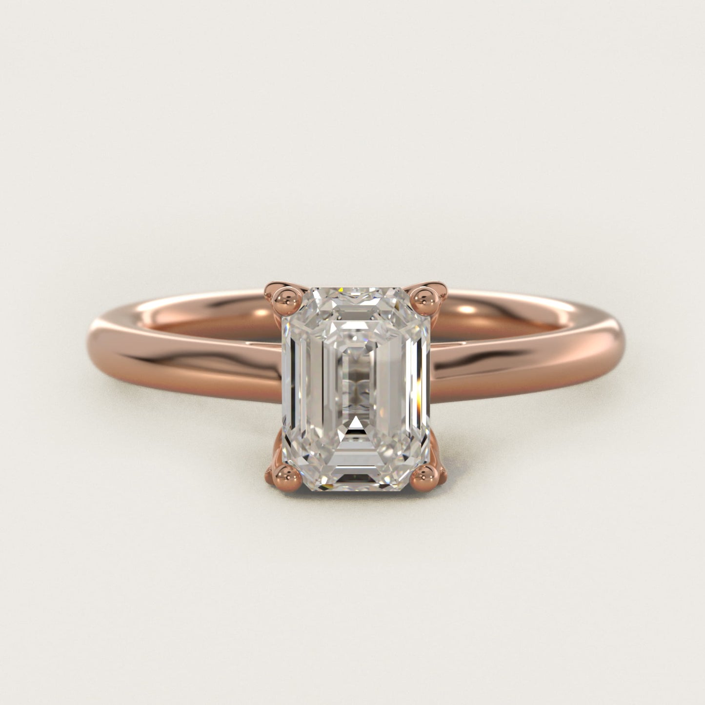 Leaf Solitaire Plus Diamond Engagement Ring in 14k Rose Gold - Emerald Center