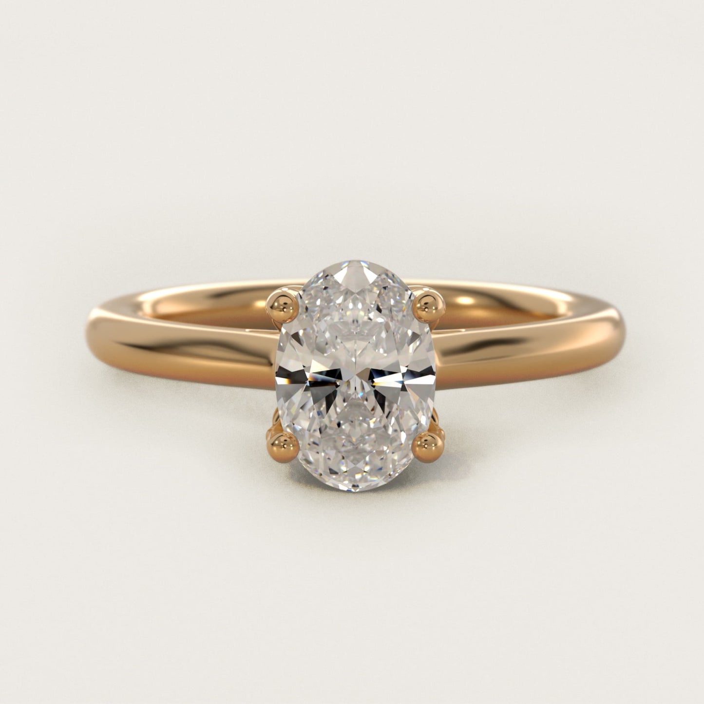 Leaf Solitaire Plus Diamond Engagement Ring in 14k Yellow Gold - Oval Center