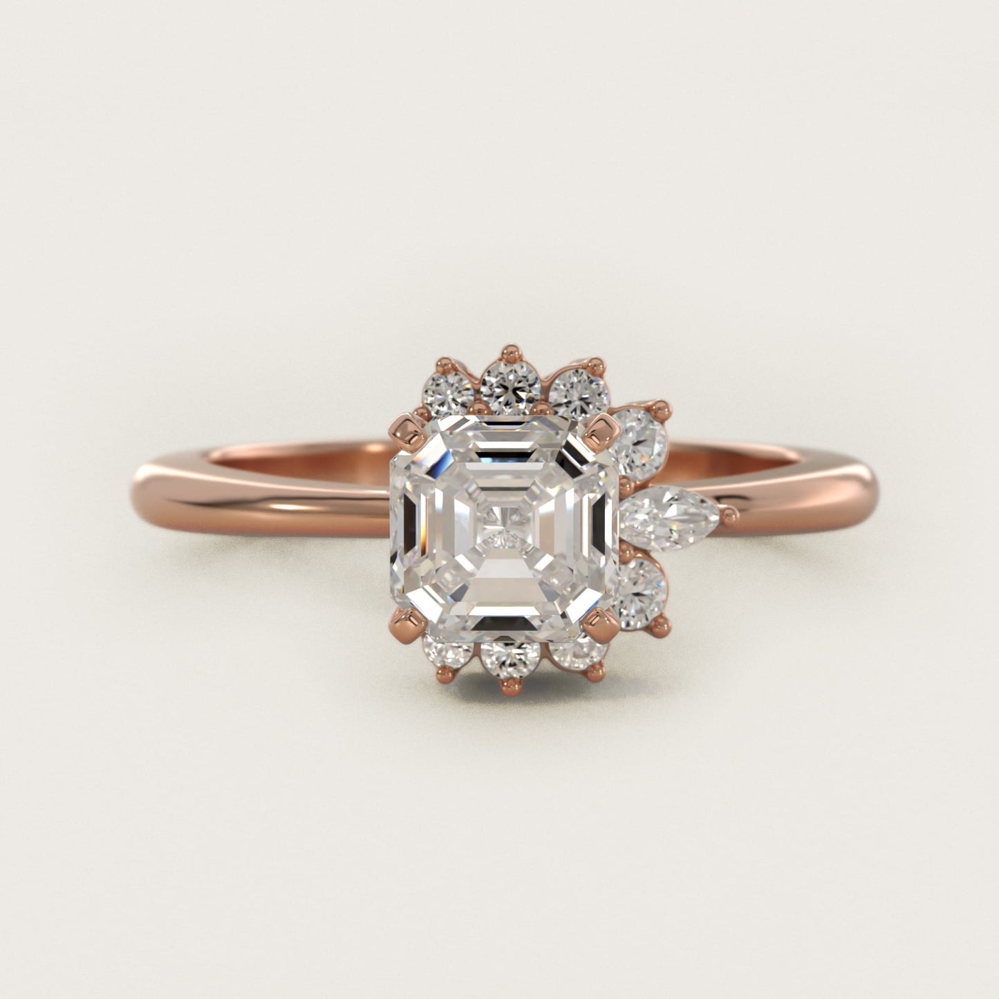 Marquise Accent Diamond Halo Engagement Ring In 14K Rose Gold By James Allen - Asscher Center