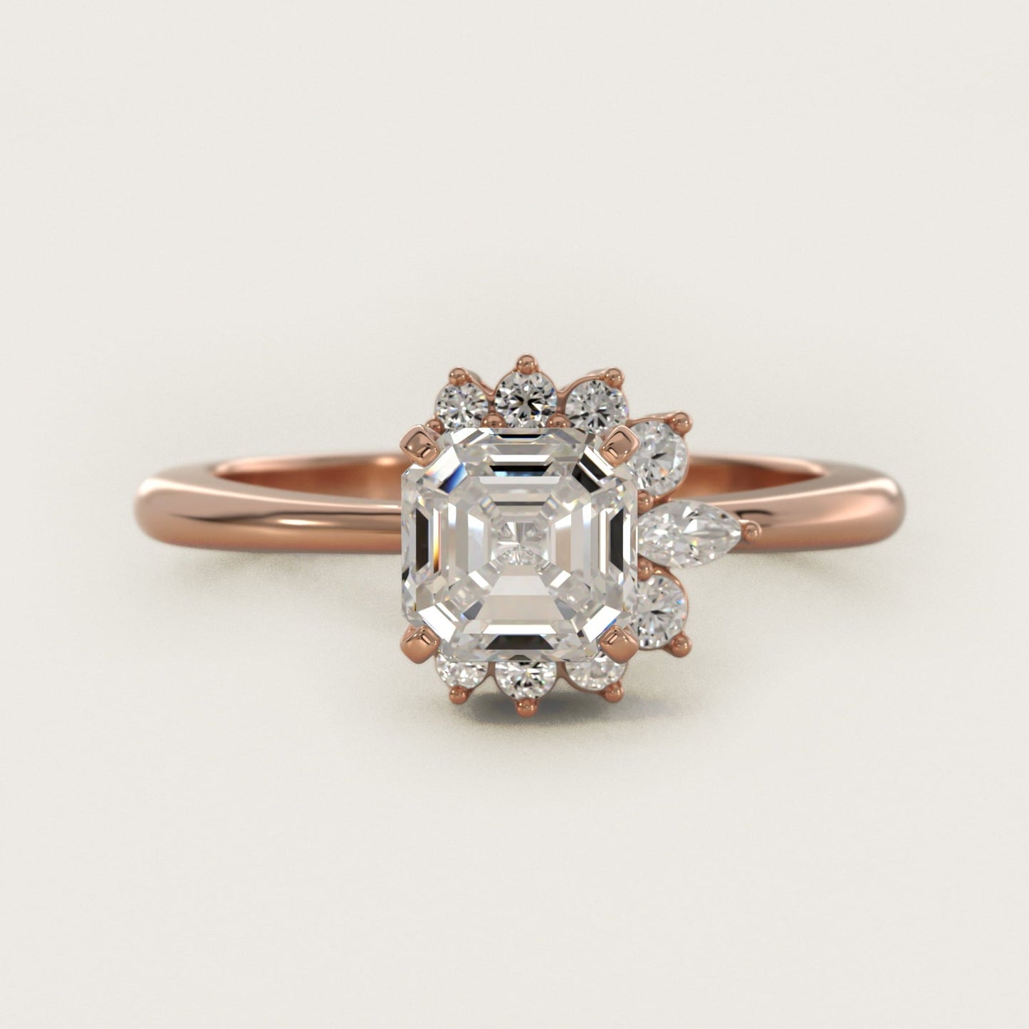 Marquise Accent Diamond Halo Engagement Ring In 18k Rose Gold By James Allen - Asscher Center