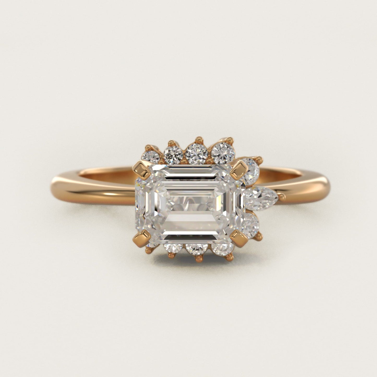 Marquise Accent Diamond Halo Engagement Ring In 18k Yellow Gold By James Allen - Emerald Center