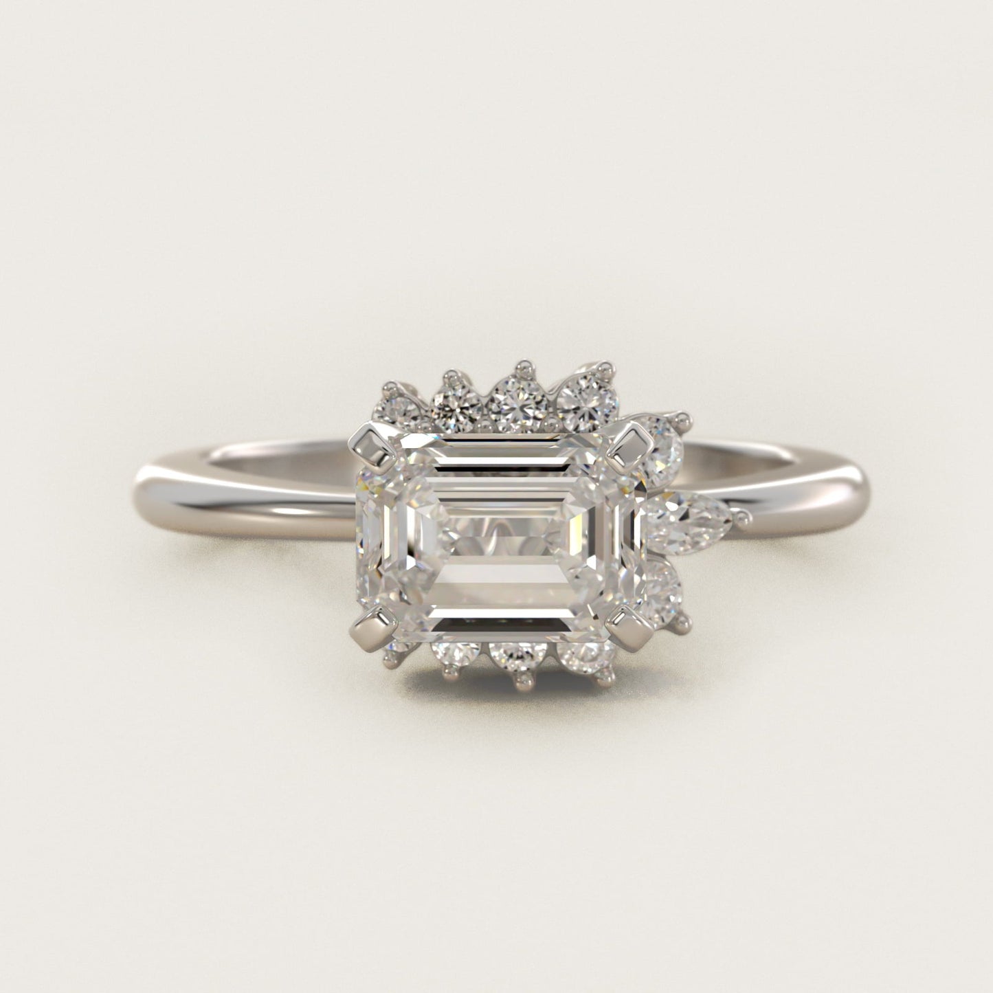 Marquise Accent Diamond Halo Engagement Ring In Platinum By James Allen - Emerald Center