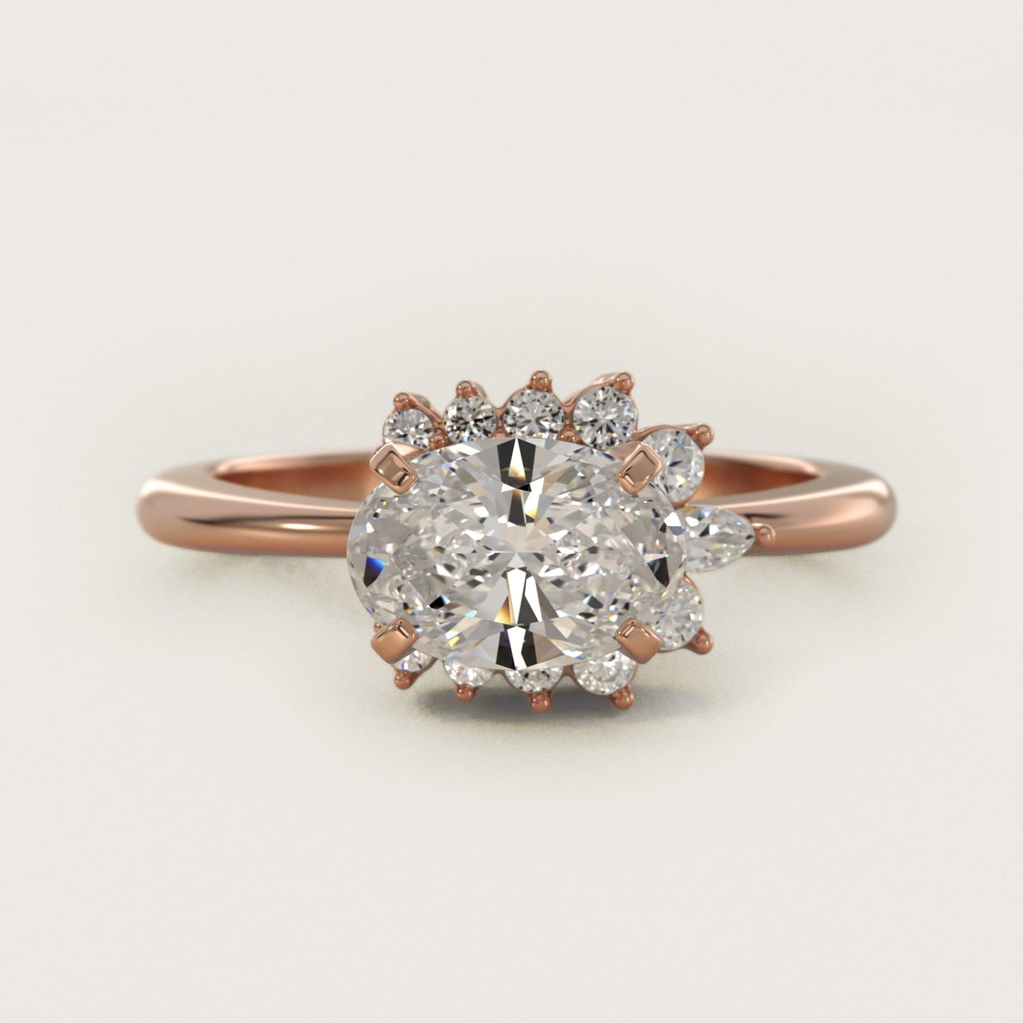 Marquise Accent Diamond Halo Engagement Ring In 14K Rose Gold By James Allen - Oval Center