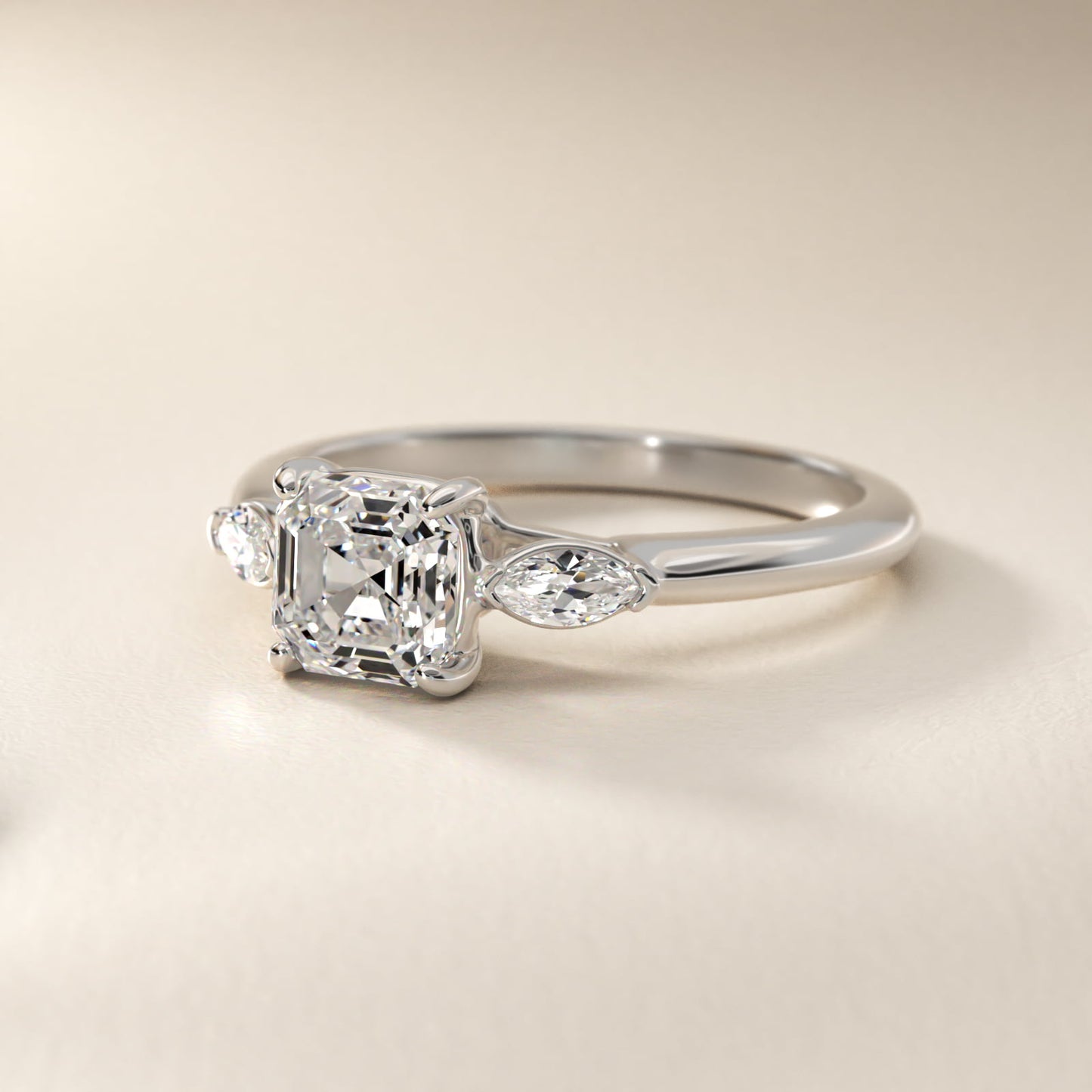 Marquise Cut Diamond Three Stone Engagement Ring In 14K White Gold By James Allen - Asscher Center