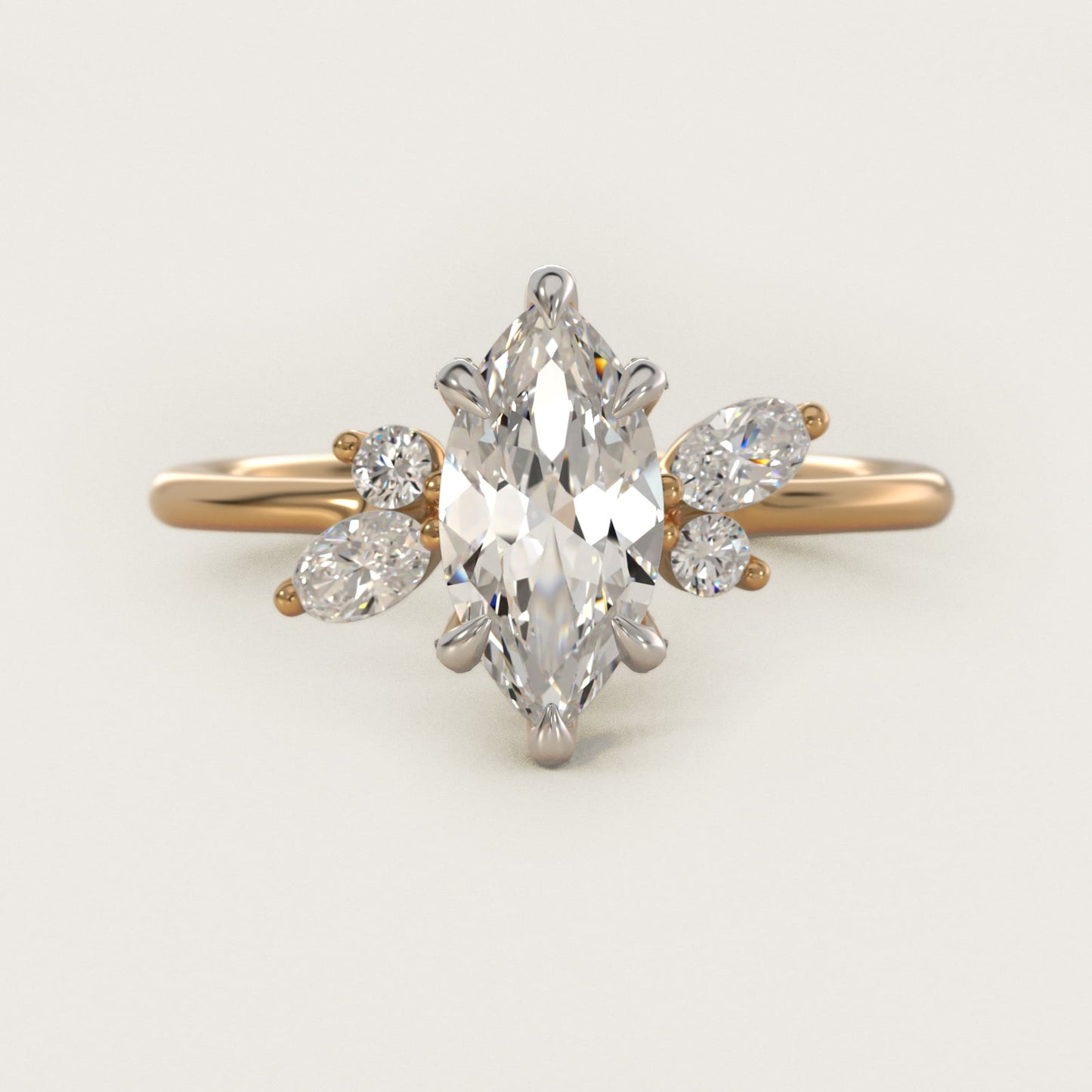 Marquise Diamond Accents Side Stone Engagement Ring With PavŽ Basket In 18k Yellow Gold By James Allen - Marquise Center