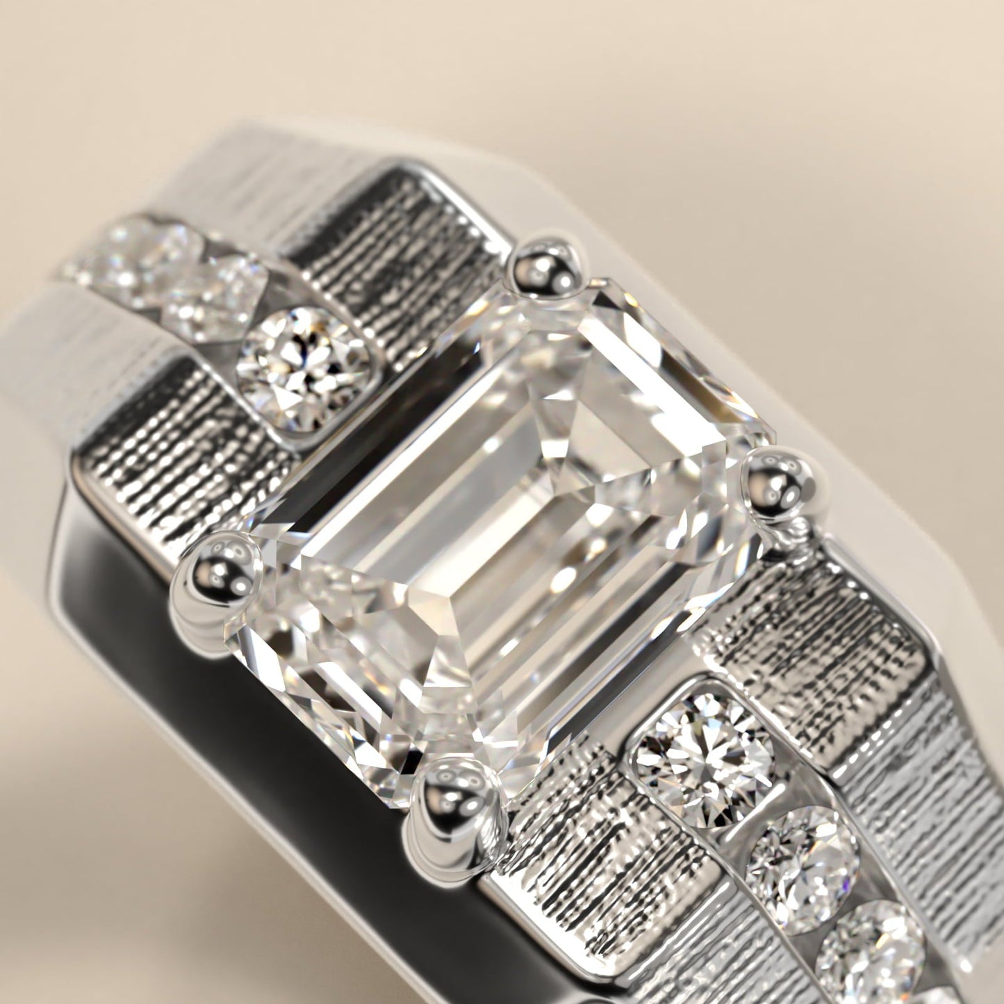 Men's Brushed Finish Diamond Channel Engagement Ring in Platinum (1/4 ct. tw.) - Emerald Center